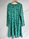 Frugi Green Deer Skater Dress Age 9-10 Years