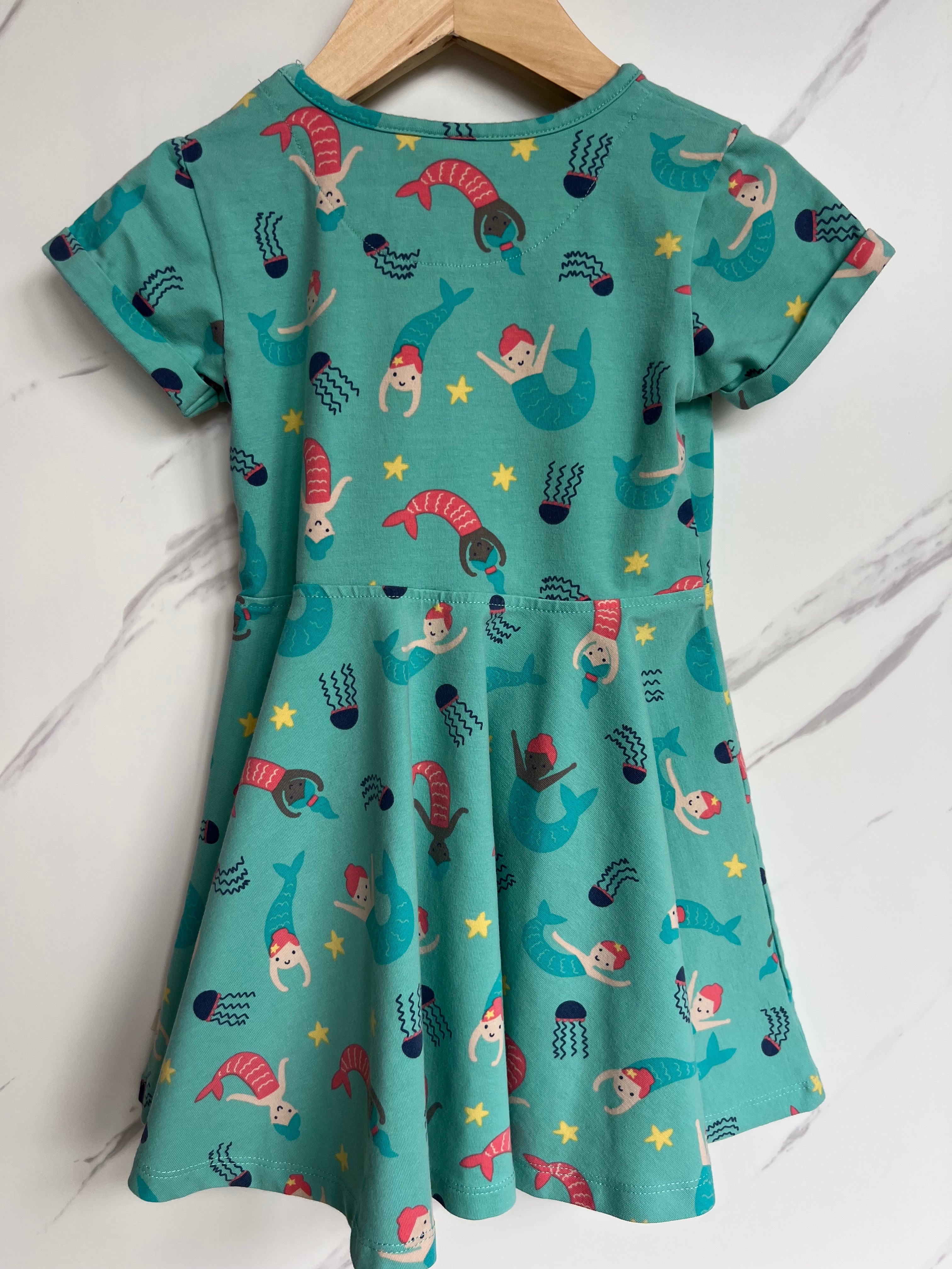Frugi Green Mermaid Skater Dress Age 2-3 Years