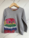Boden Grey Owl Long-Sleeved Top Age 4-5 Years