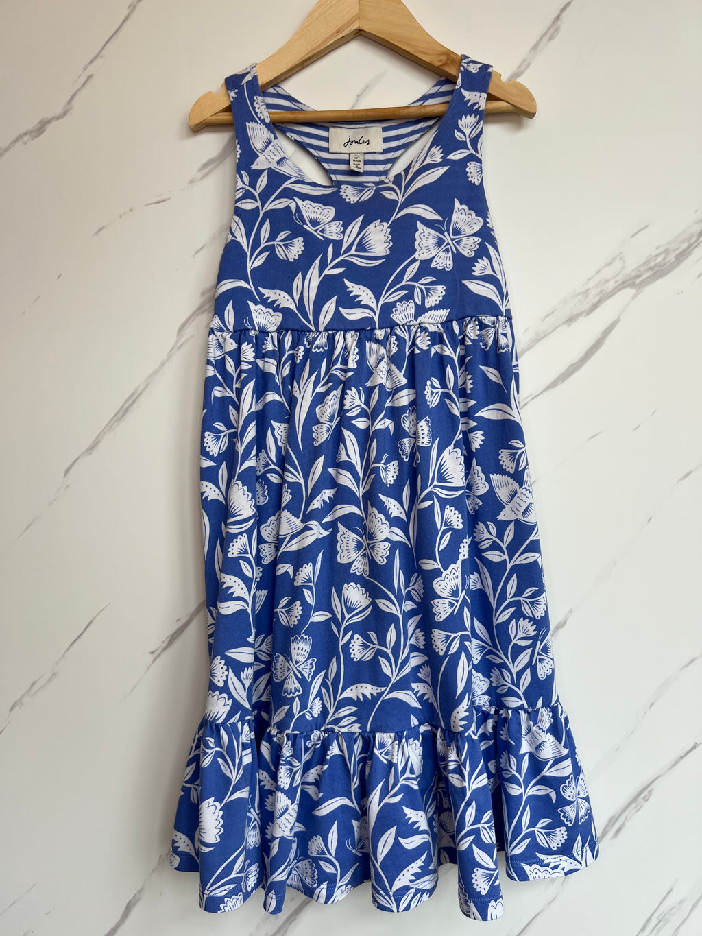 Joules Blue & White Floral Sleeveless Dress Age 7 Years