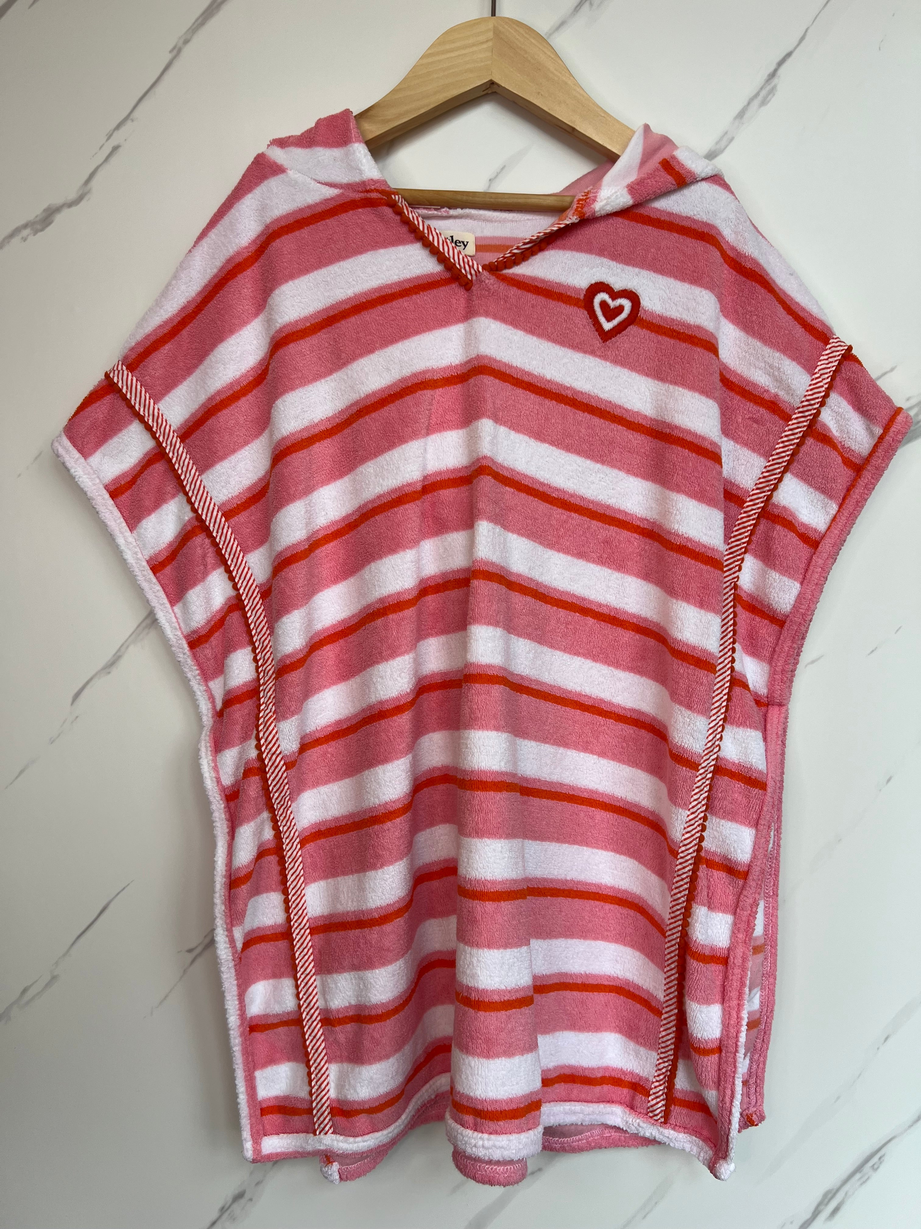 Hatley Pink Striped Towelling Beach Poncho Age 9-10 Years