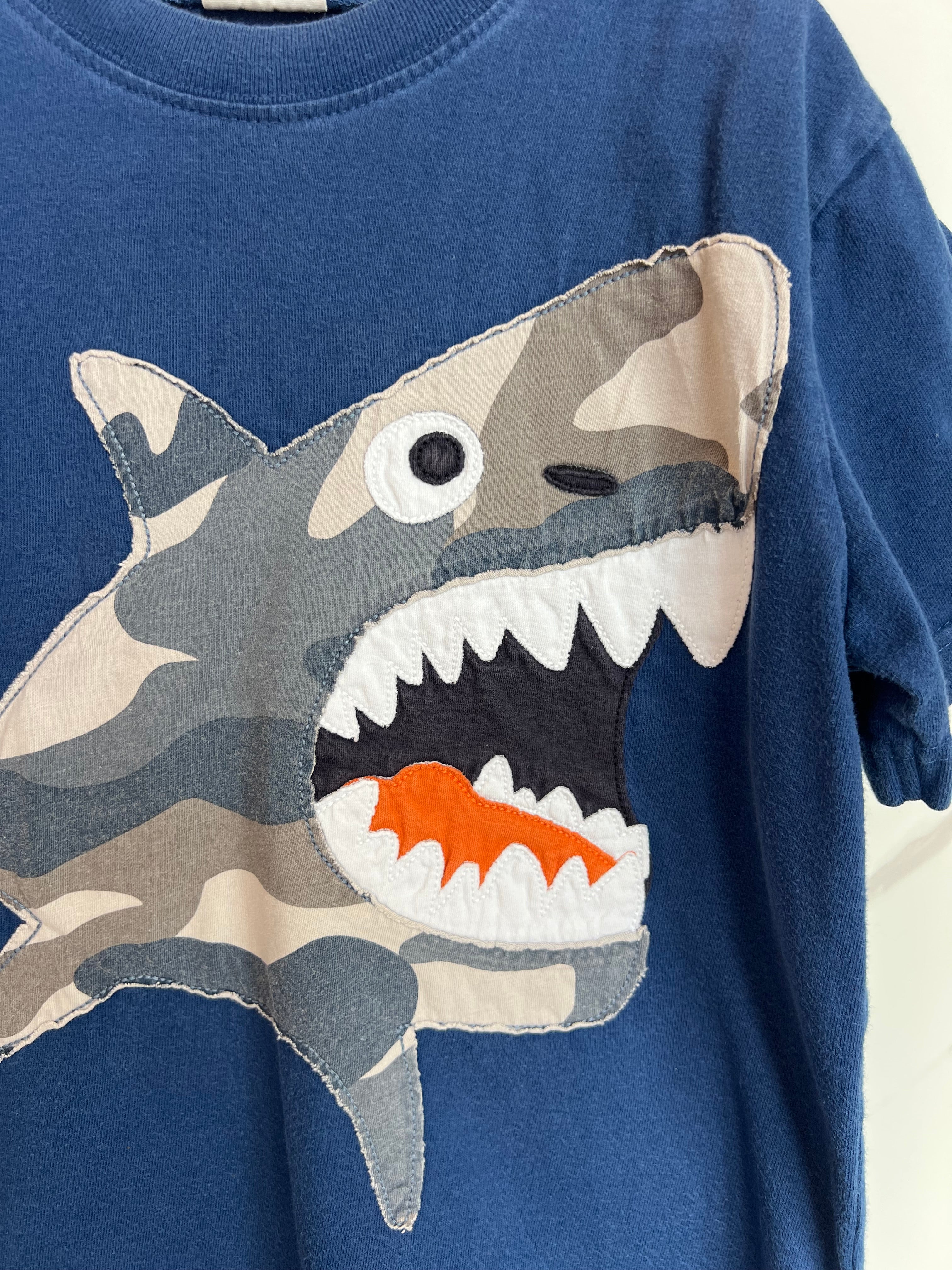 Boden Navy Shark T-Shirt Age 7-8 Years