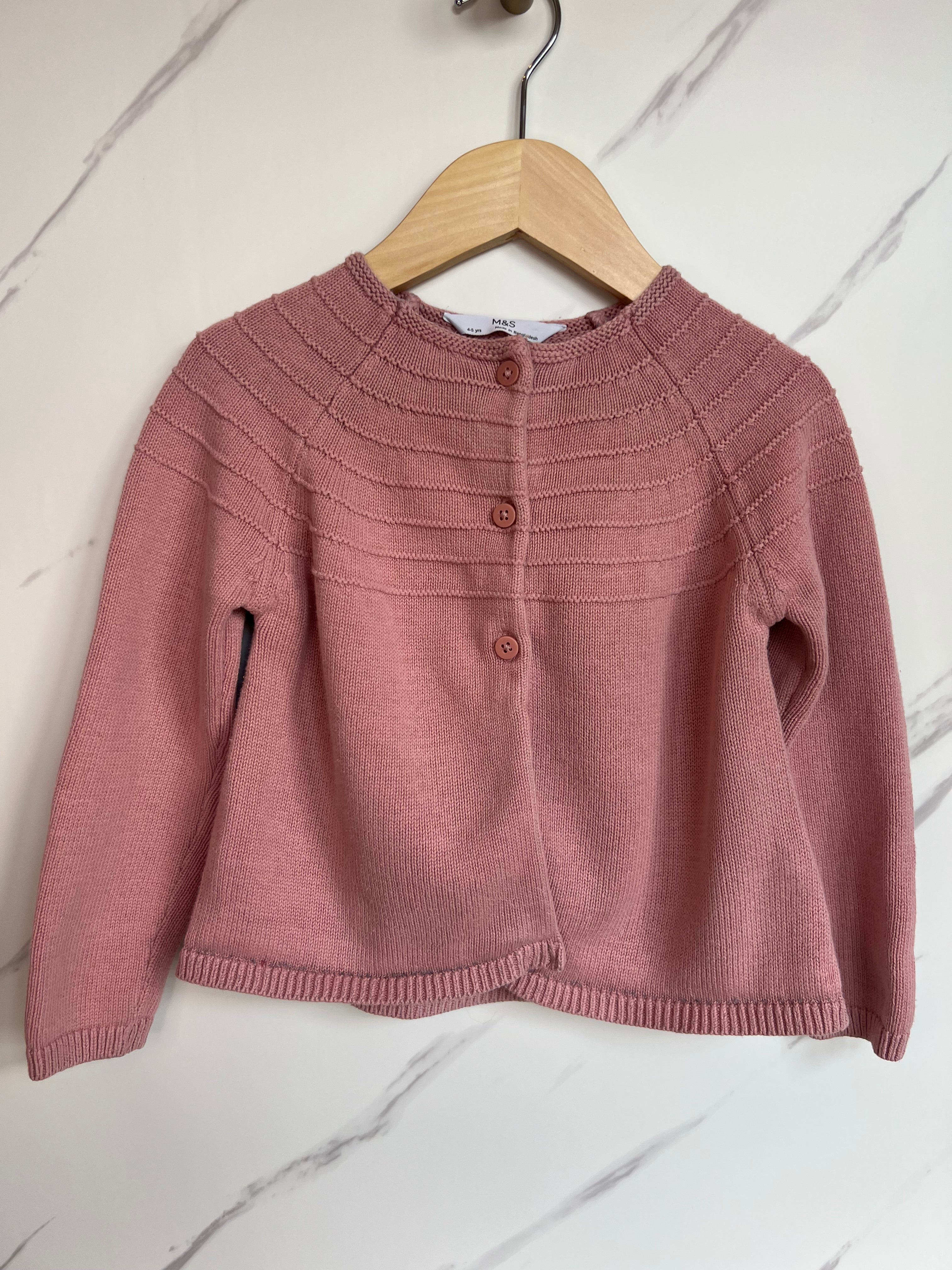 M&S Dusky Pink Cardigan Age 4-5 Years