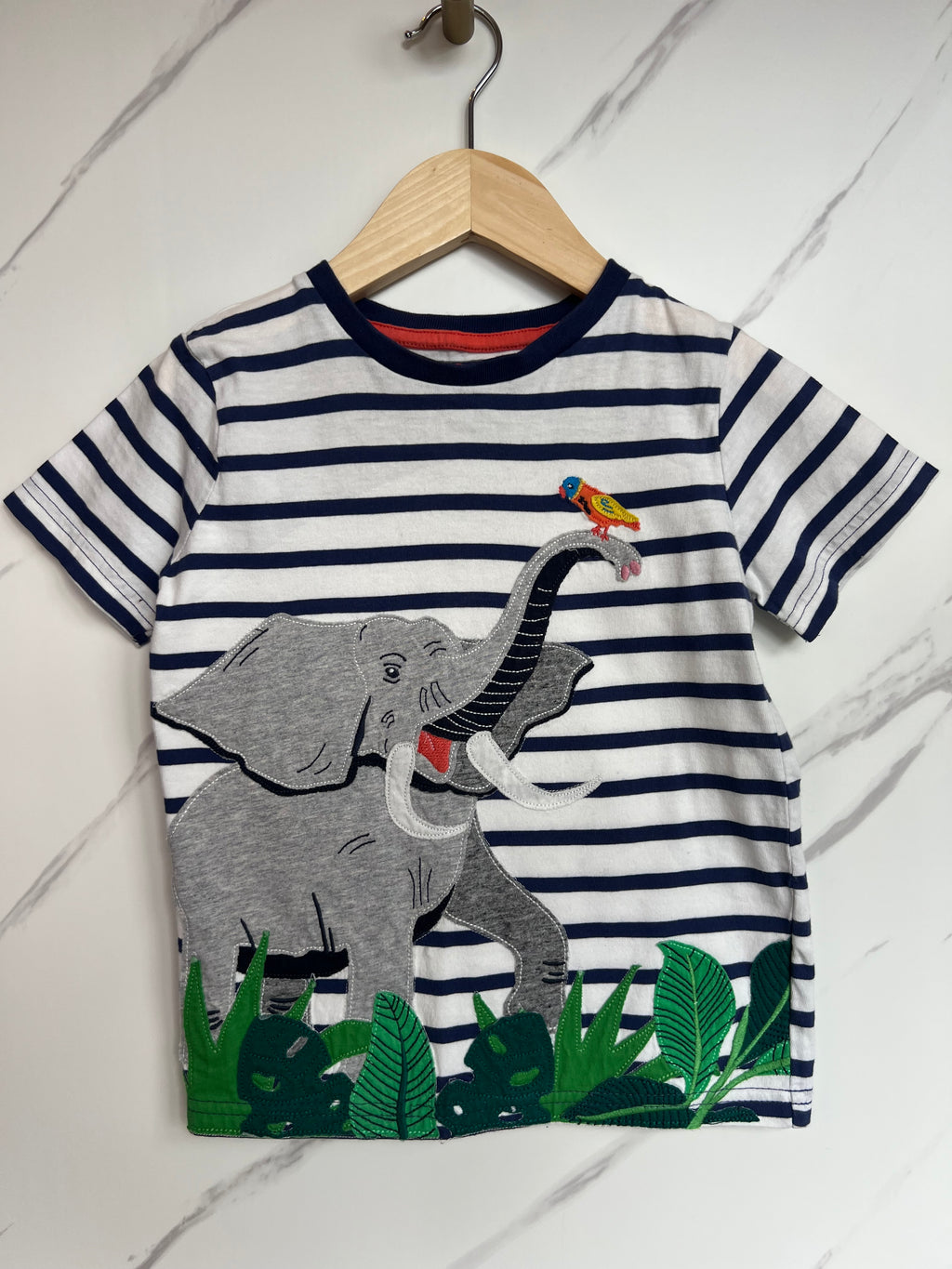 Boden Navy Striped Elephant T-Shirt Age 3-4 Years