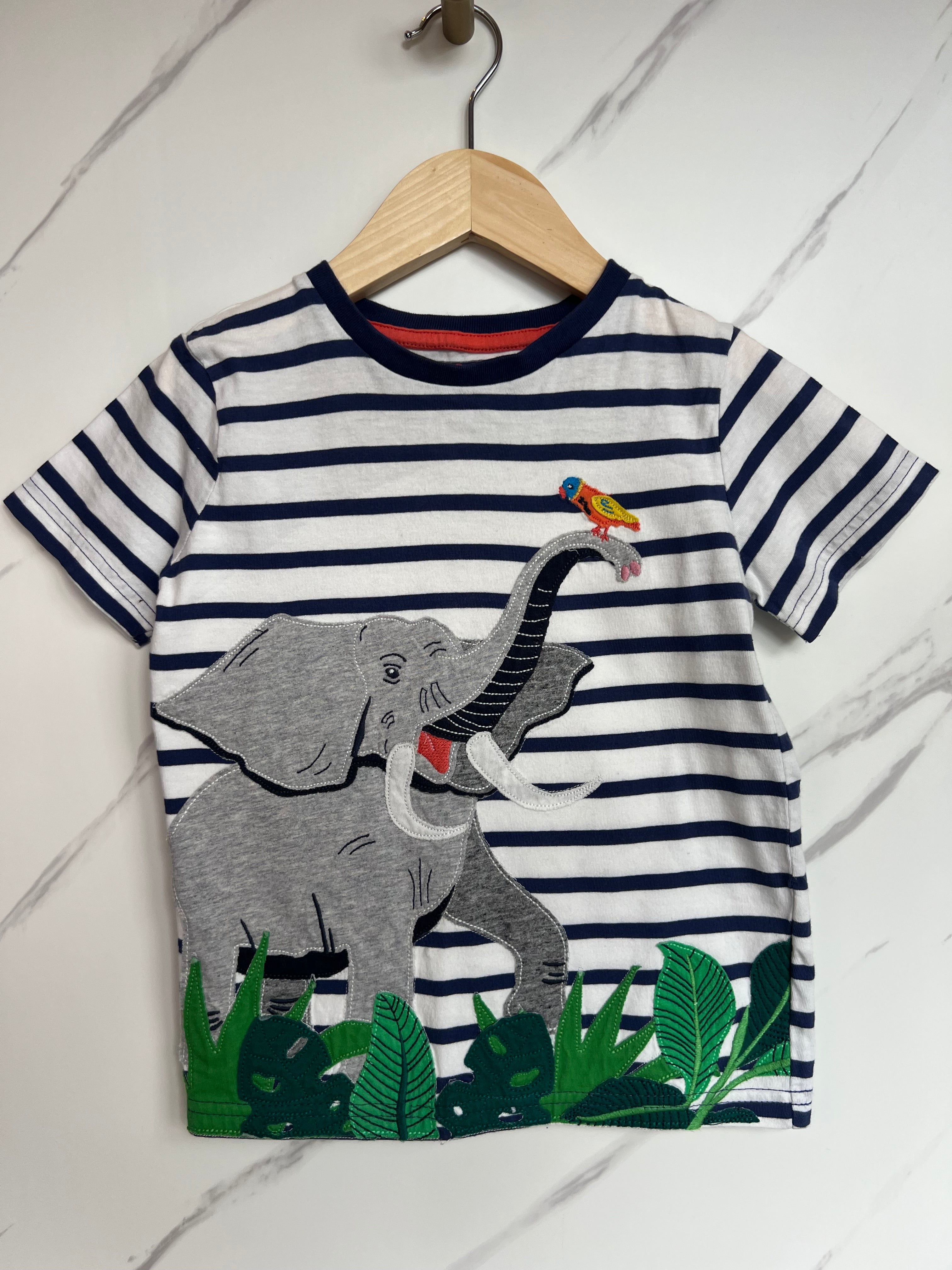 Boden Navy Striped Elephant T-Shirt Age 3-4 Years