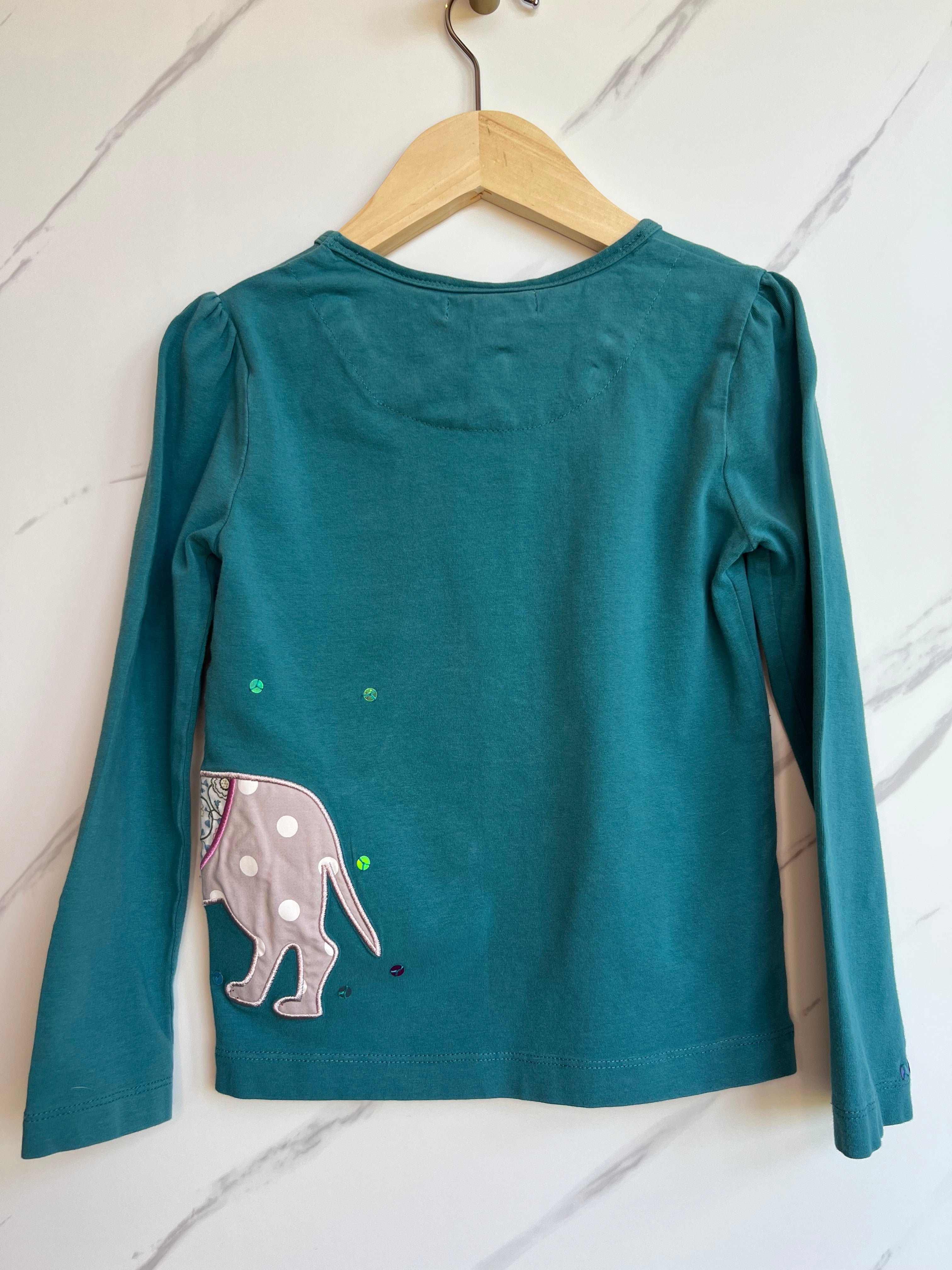 John Lewis Teal Party Dog Long-sleeved top Age 5-6 Years