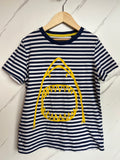 Boden Navy Striped Shark T-Shirt Age 9-10 Years