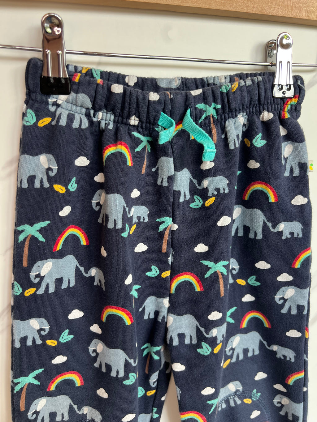 Frugi Navy Elephant & Rainbow Joggers Age 3-4 Years