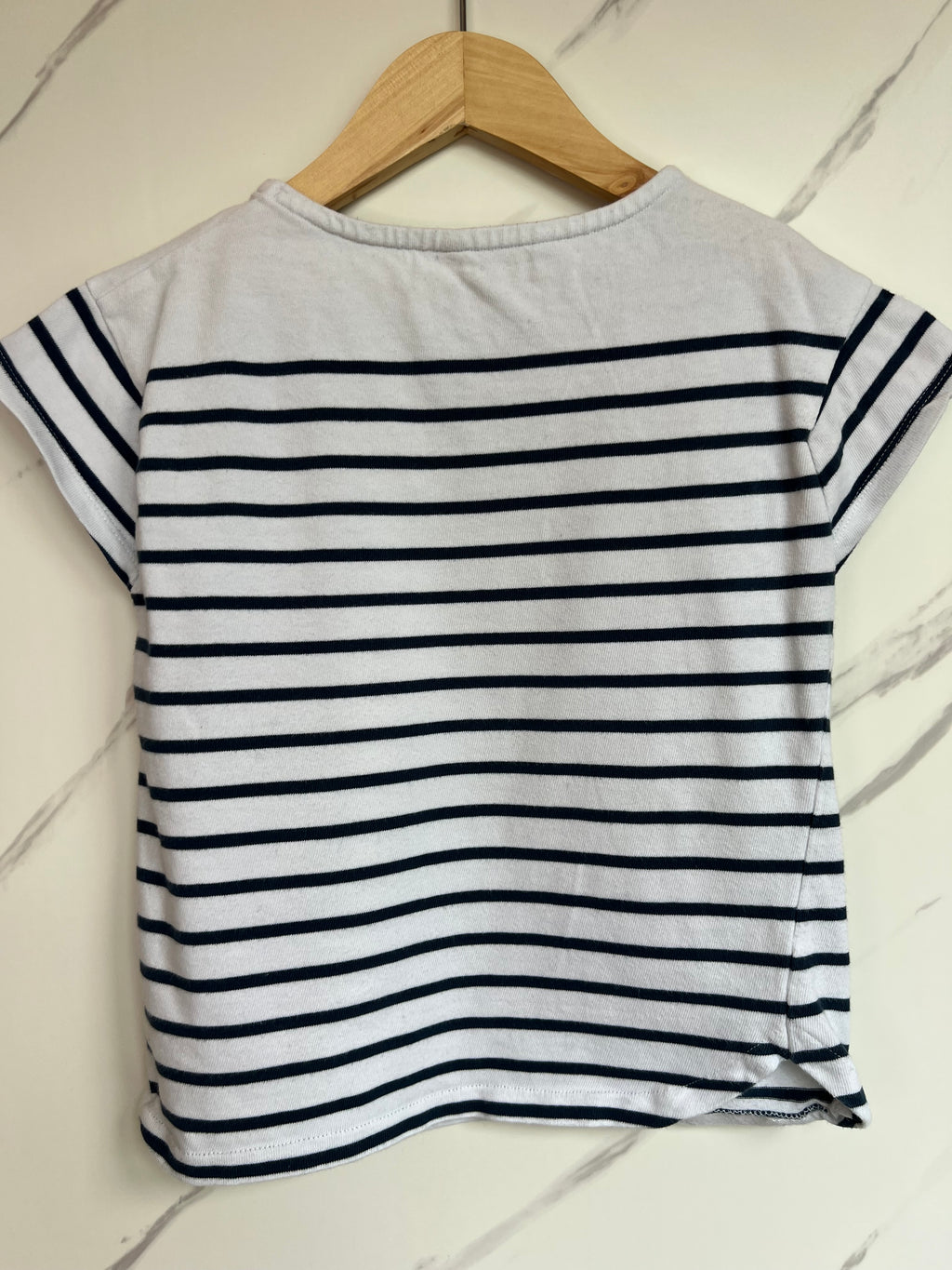 John Lewis White/Navy Striped T-Shirt Age 9 Years