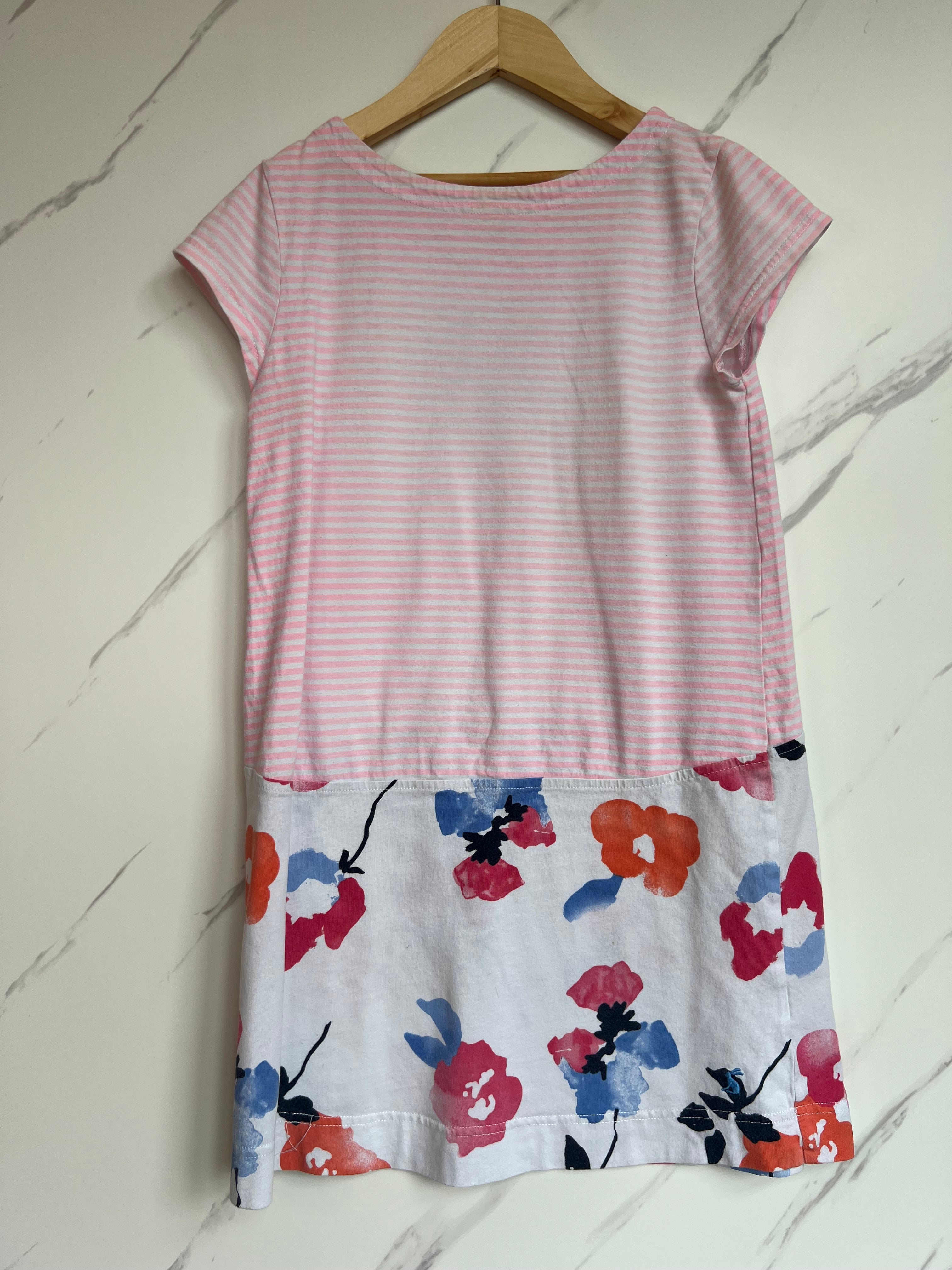 Joules Pink Striped & Floral Dress Age 9-10 Years