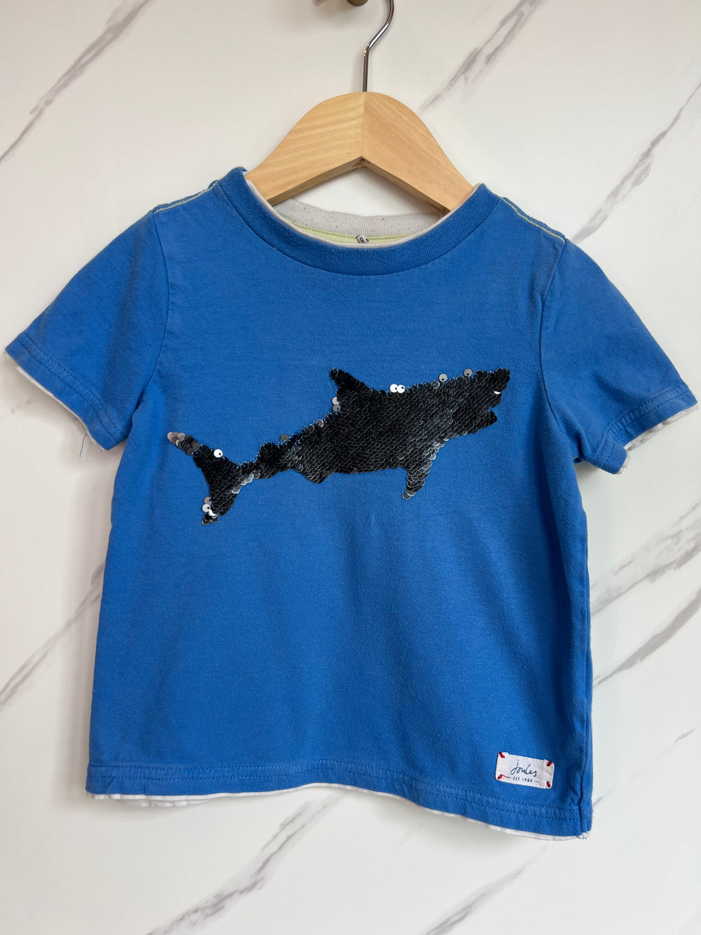 Joules Blue & Silver Shark T-Shirt Age 3 Years