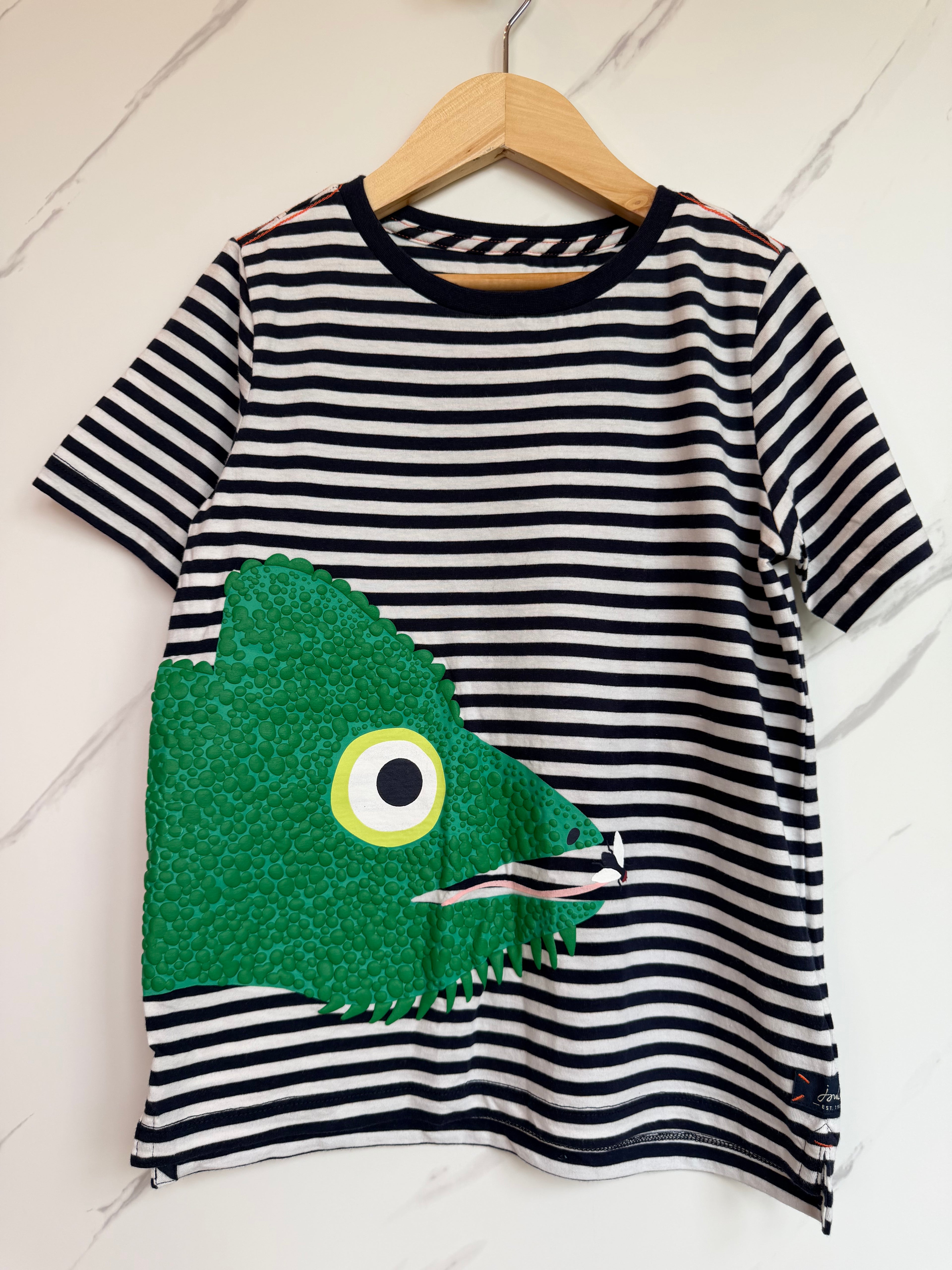 Joules Navy Striped Lizard T-Shirt Age 8 Years