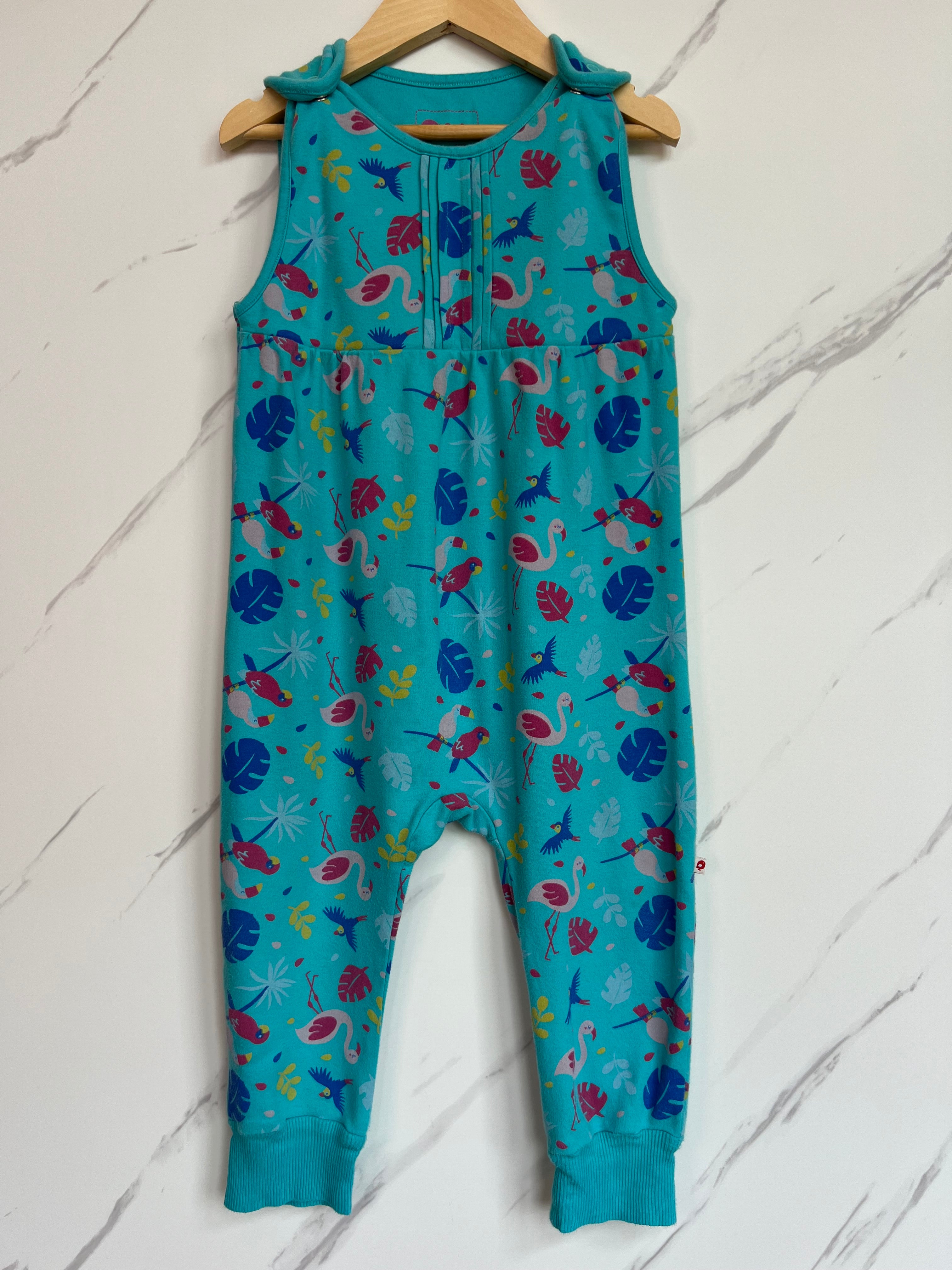 Piccalilly Turquoise Blue Bird Dungarees Age 2-3 Years