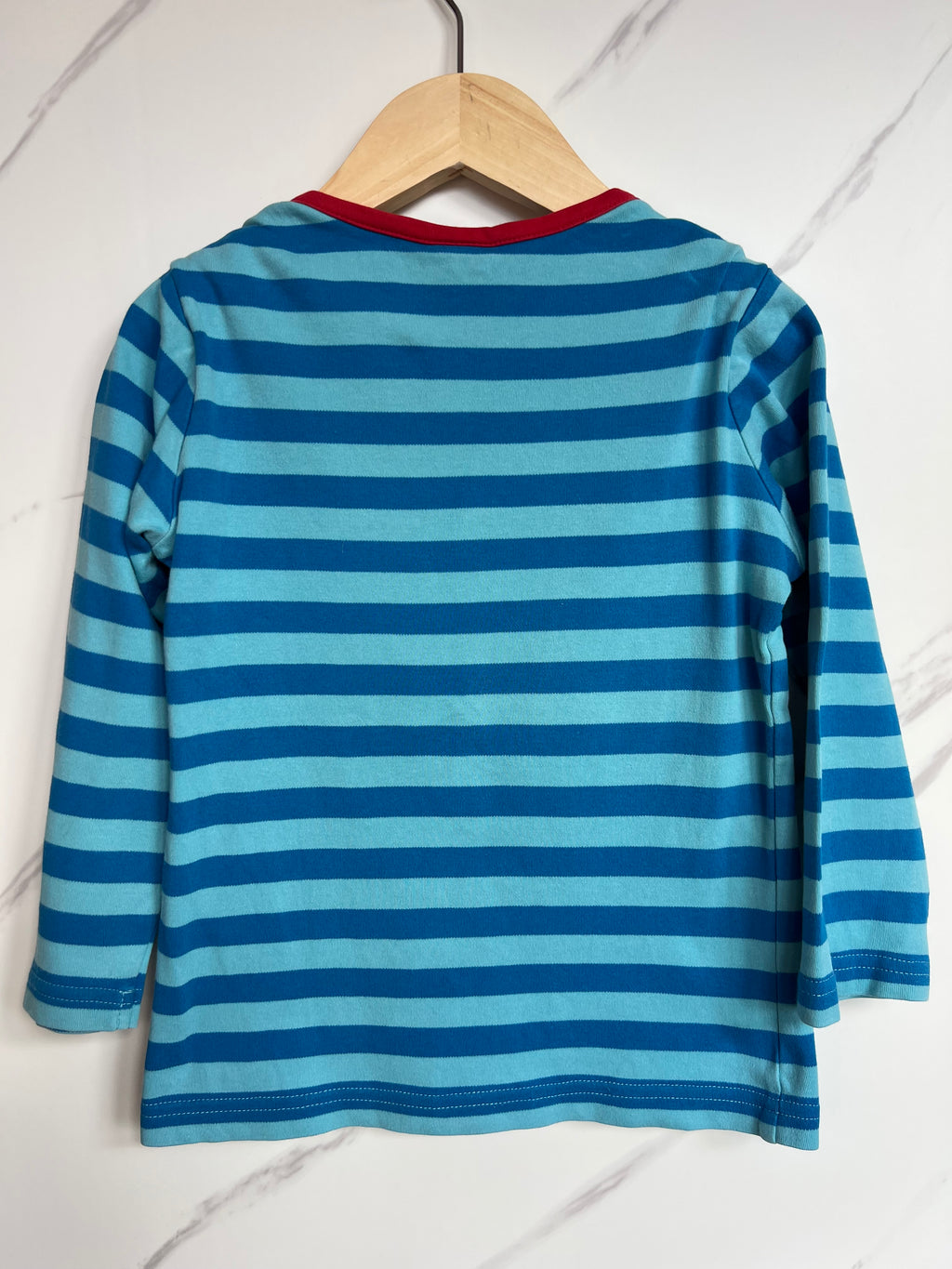 Frugi Blue Striped Tractor Long-Sleeved Top Age 3-4 Years