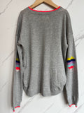 Boden Grey Jumper with Rainbow Heart Elbows Age 11-12 Years