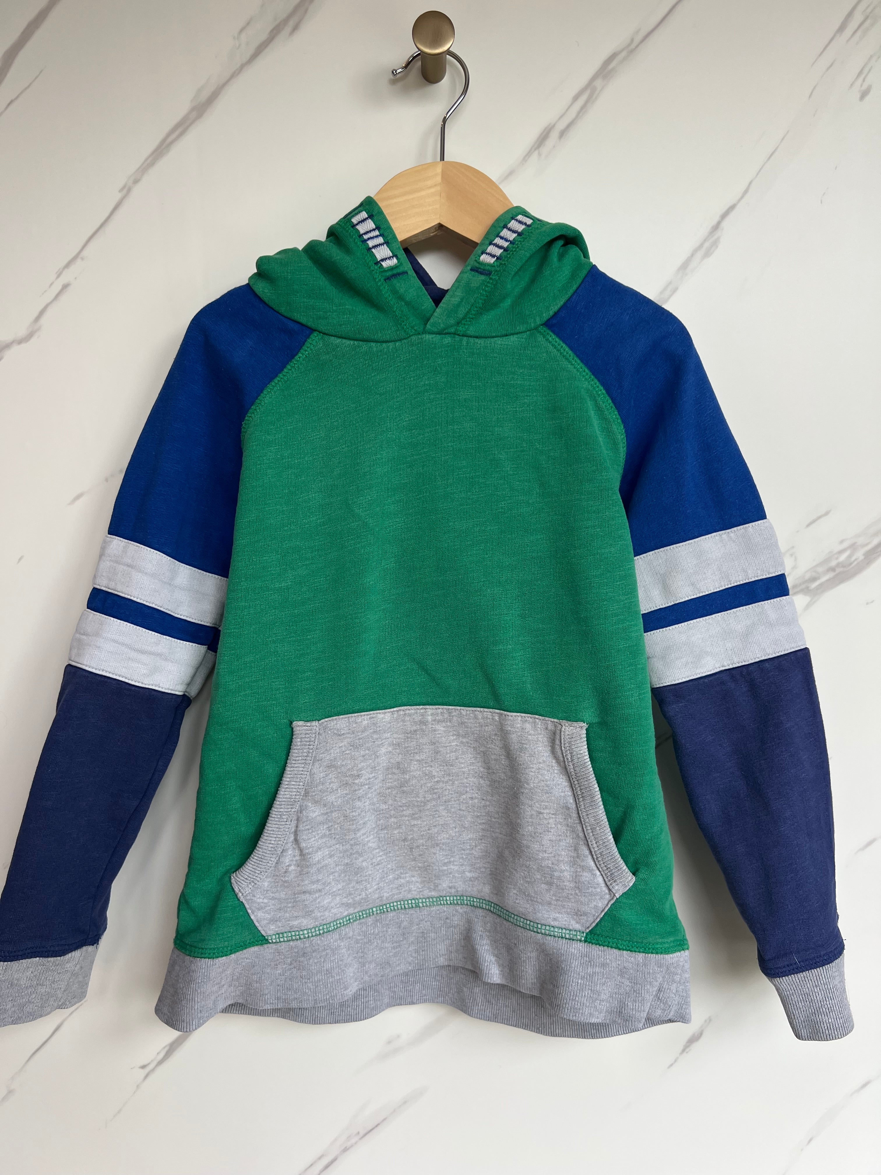 Boden Grey, Blue and Green Hooded Sweatshirt Age 5-6 years
