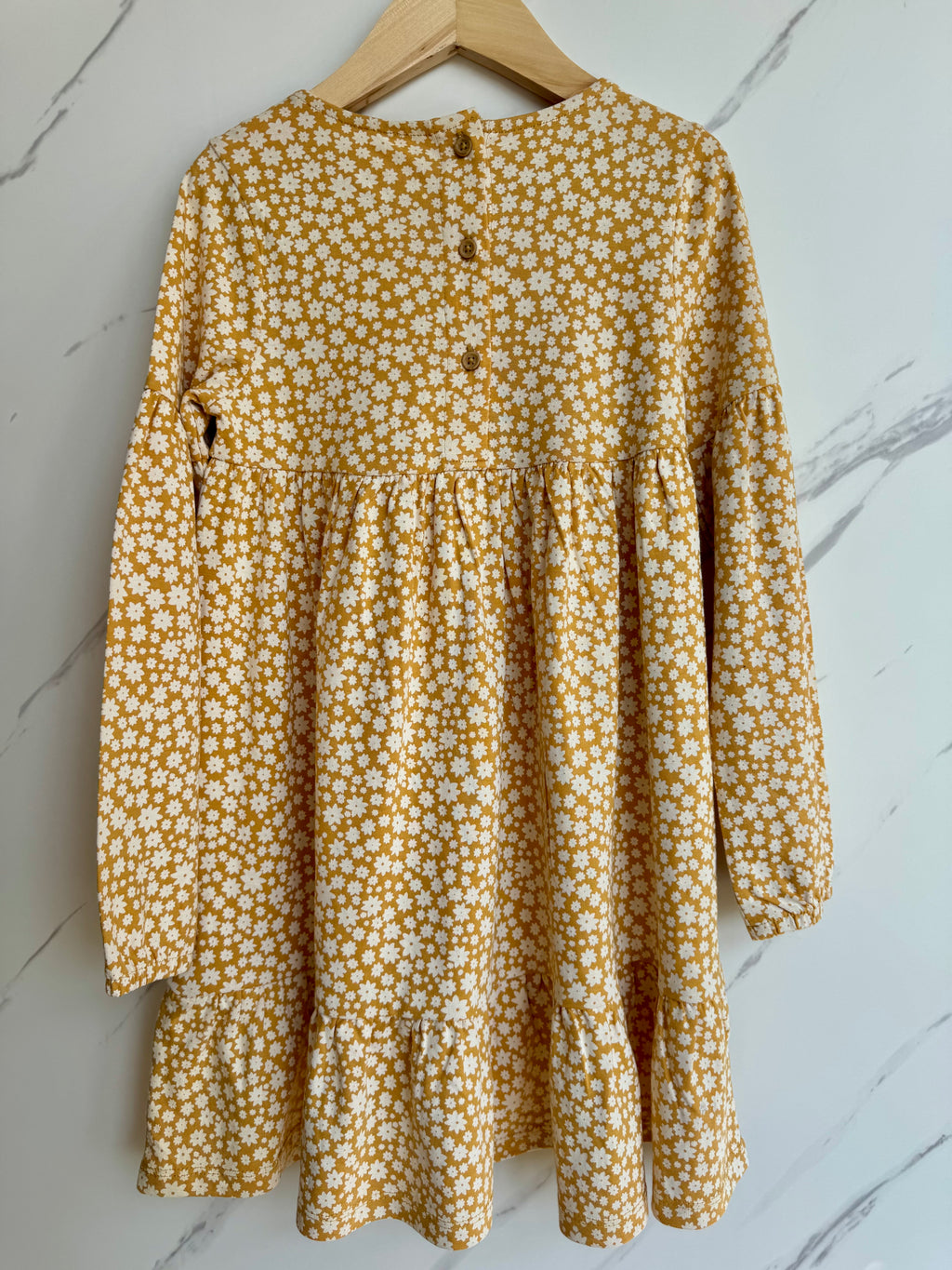 M&S Mustard Floral Dress Age 6-7 Years