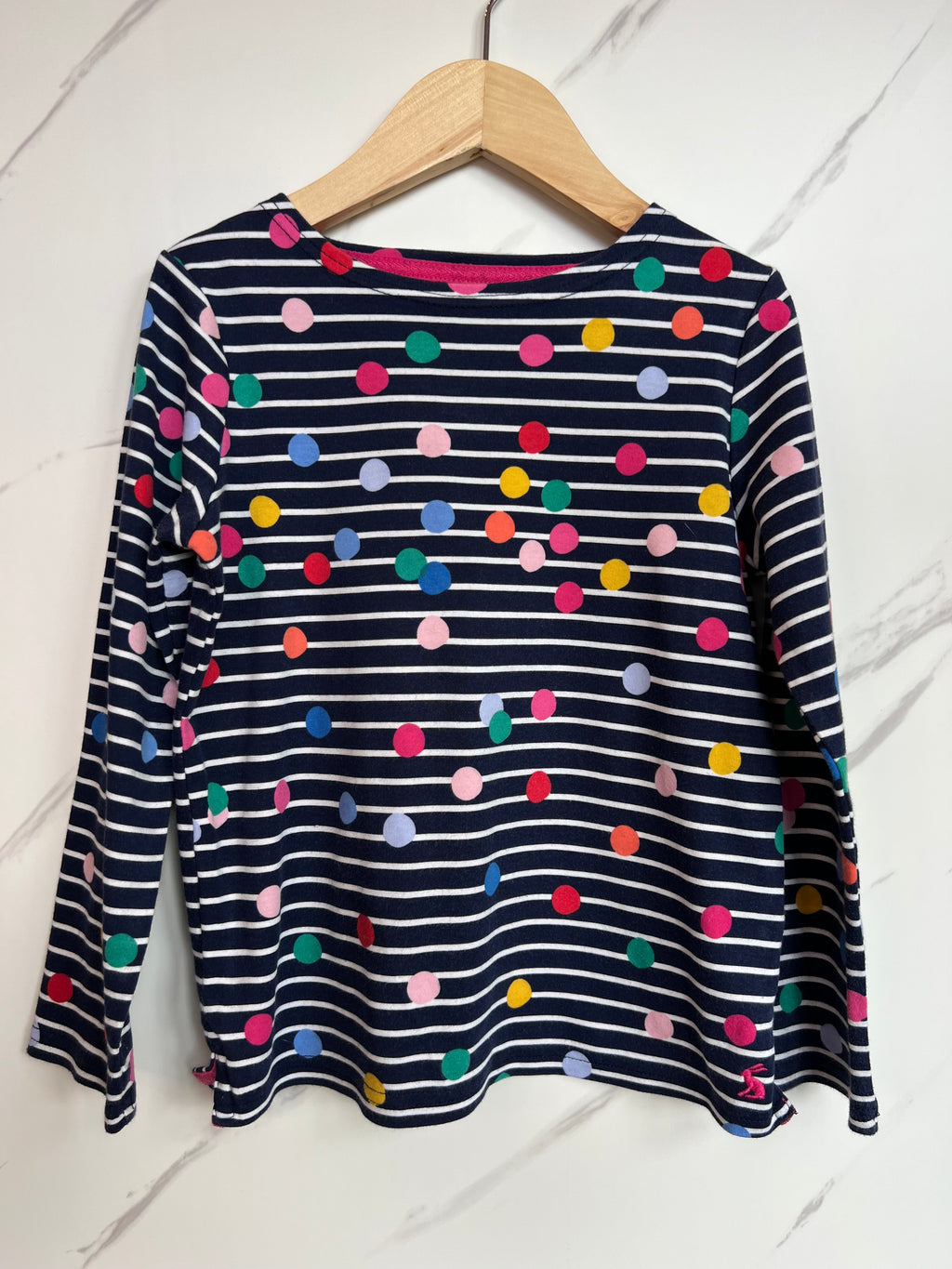 Joules Navy Rainbow Spot & Striped Long-Sleeved Top Age 7 Years