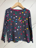 Joules Navy Rainbow Spot & Striped Long-Sleeved Top Age 7 Years
