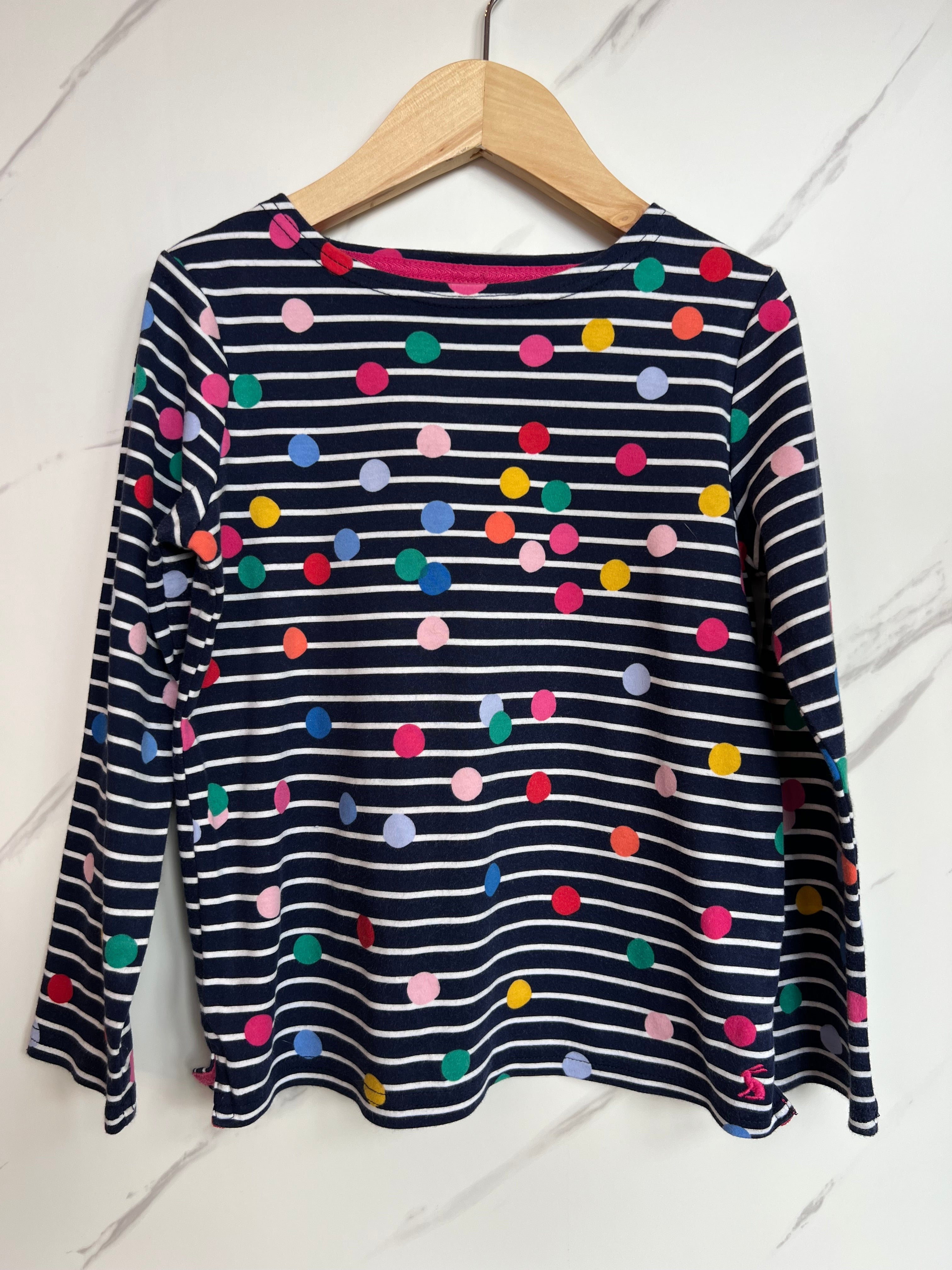 Joules Navy Rainbow Spot & Striped Long-Sleeved Top Age 7 Years
