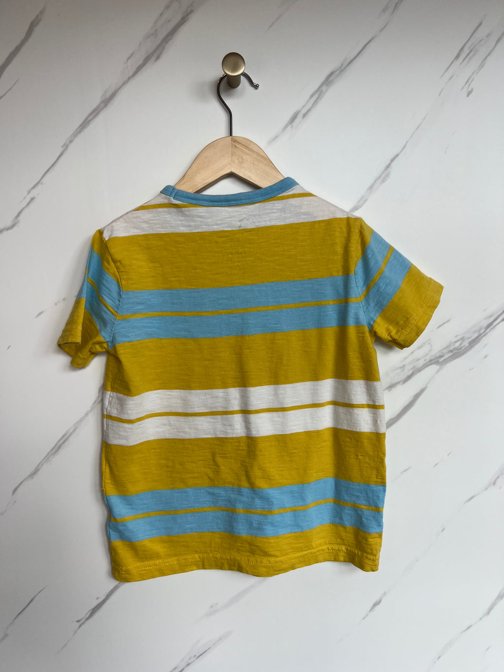 Boden Yellow, Turquoise & White Striped T-Shirt Age 5-6 Years