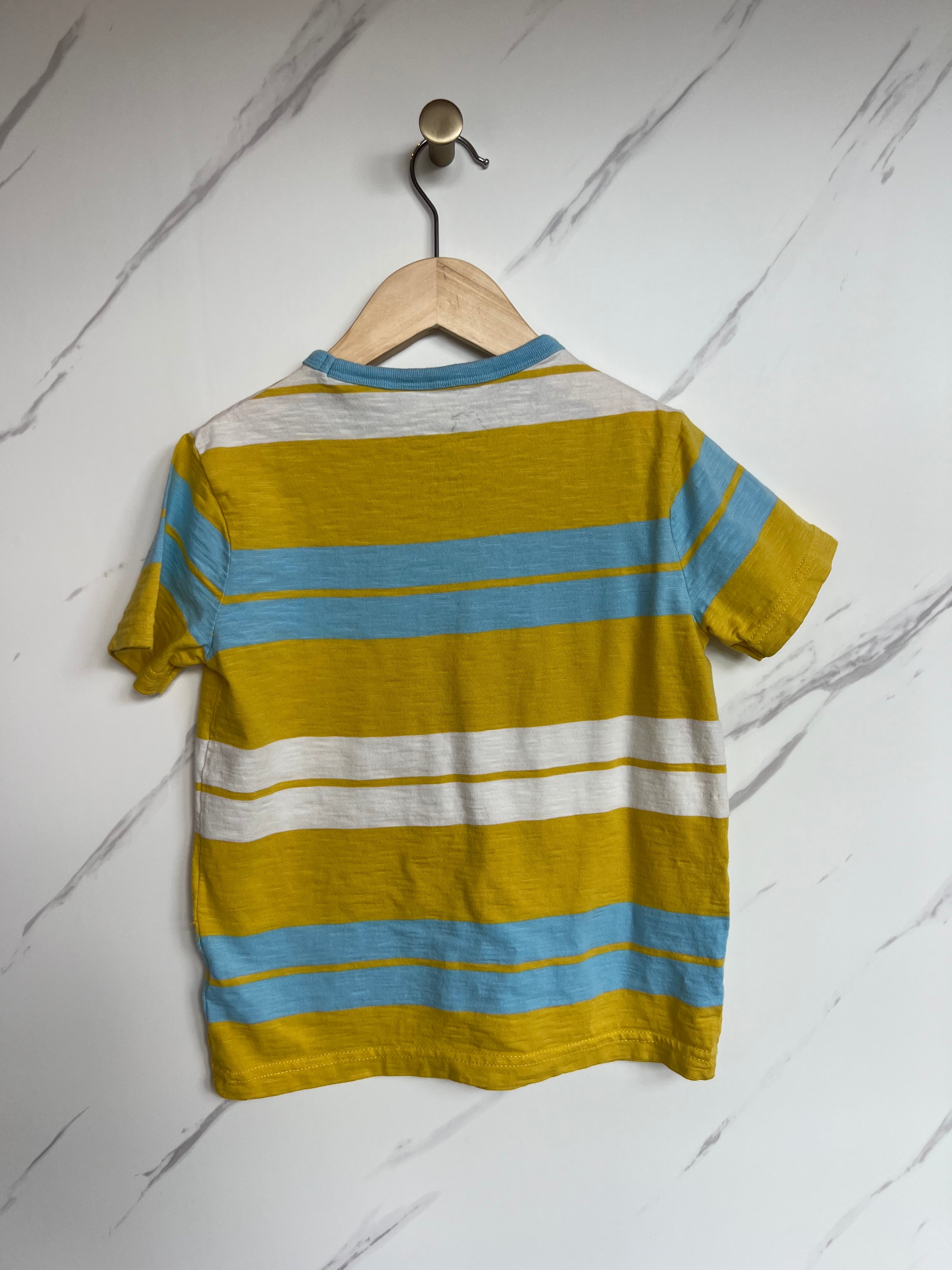 Boden Yellow, Turquoise & White Striped T-Shirt Age 5-6 Years