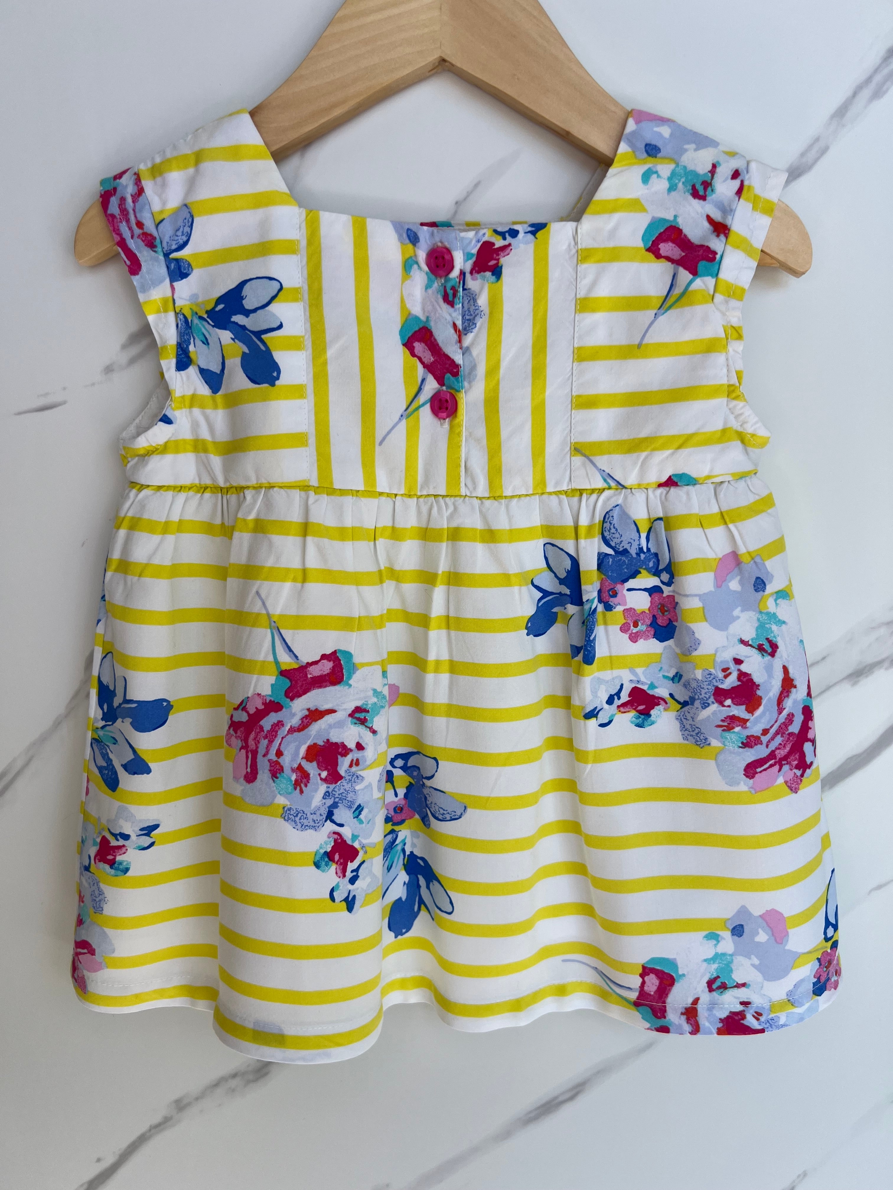 Joules Yellow Striped Floral Floaty Vest Age 3 Years