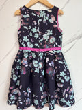 M&S Navy Floral Lined Dress Age 6-7 Years