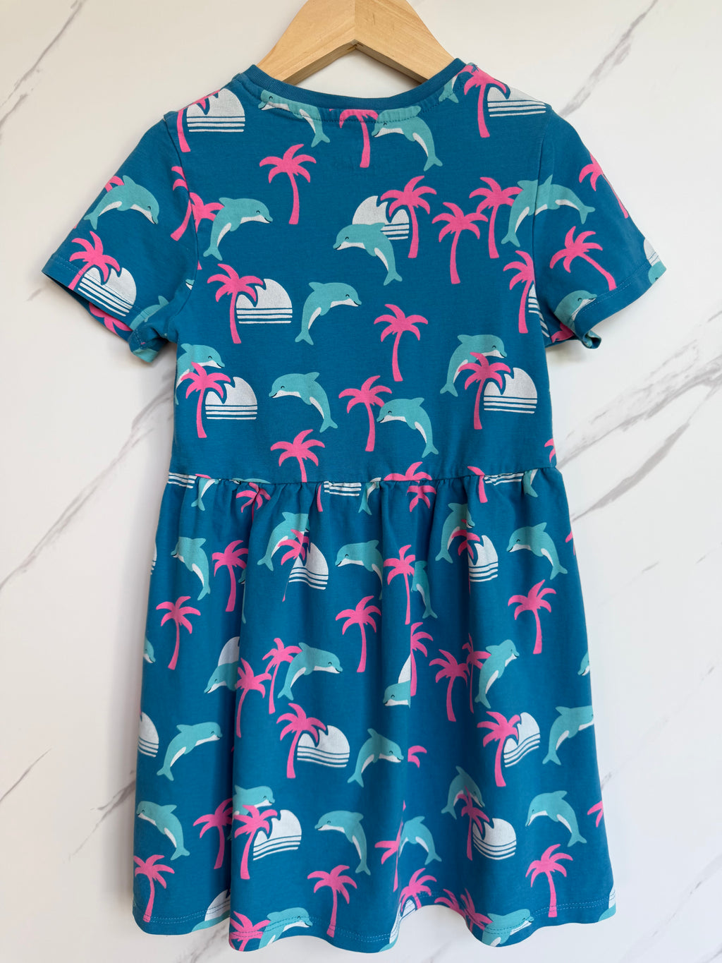 M&S Blue and Pink Dolphin Dress Age 6-7 Years