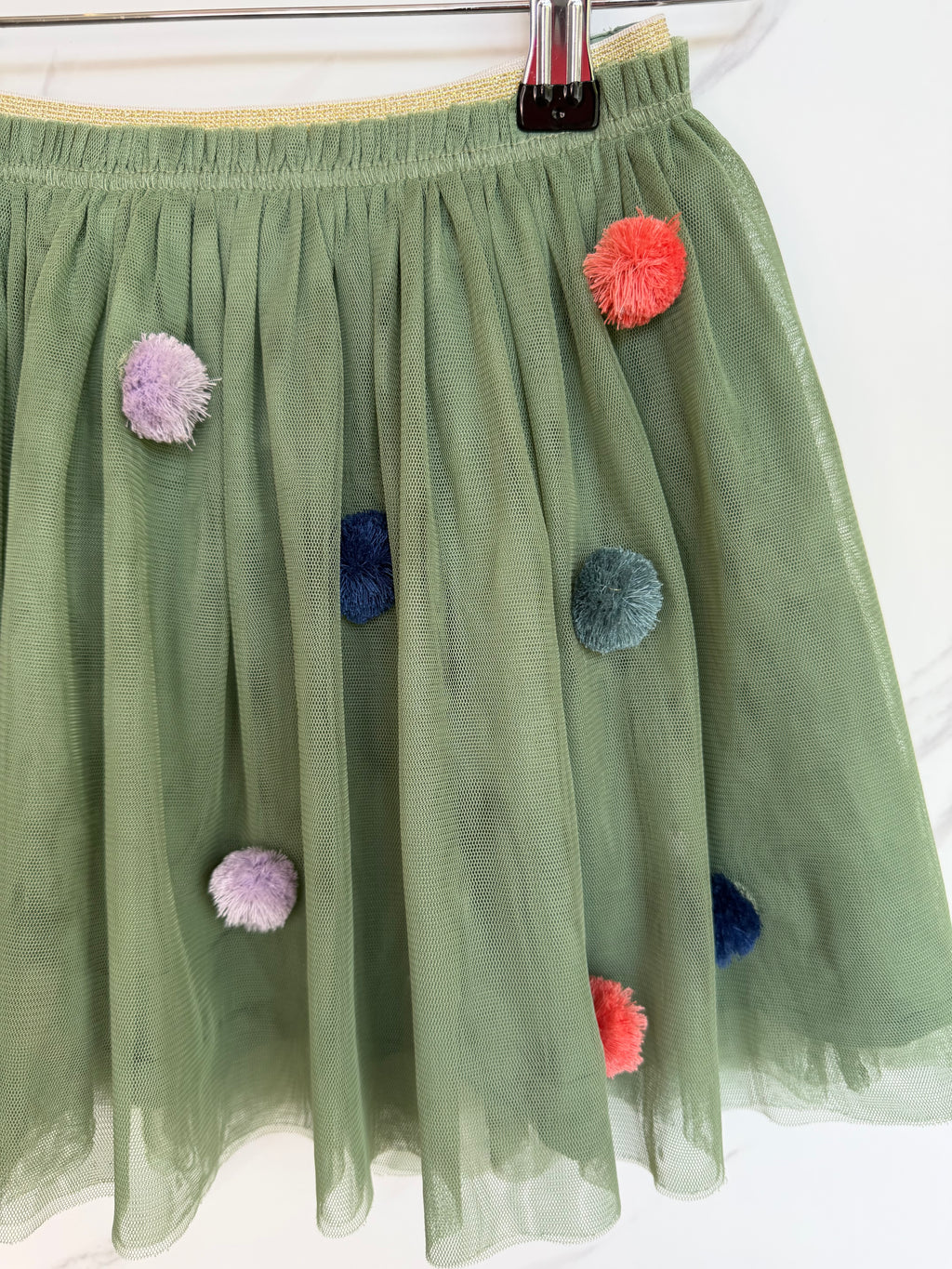 White Stuff Green Pom Pom Skirt Age 5-6 Years