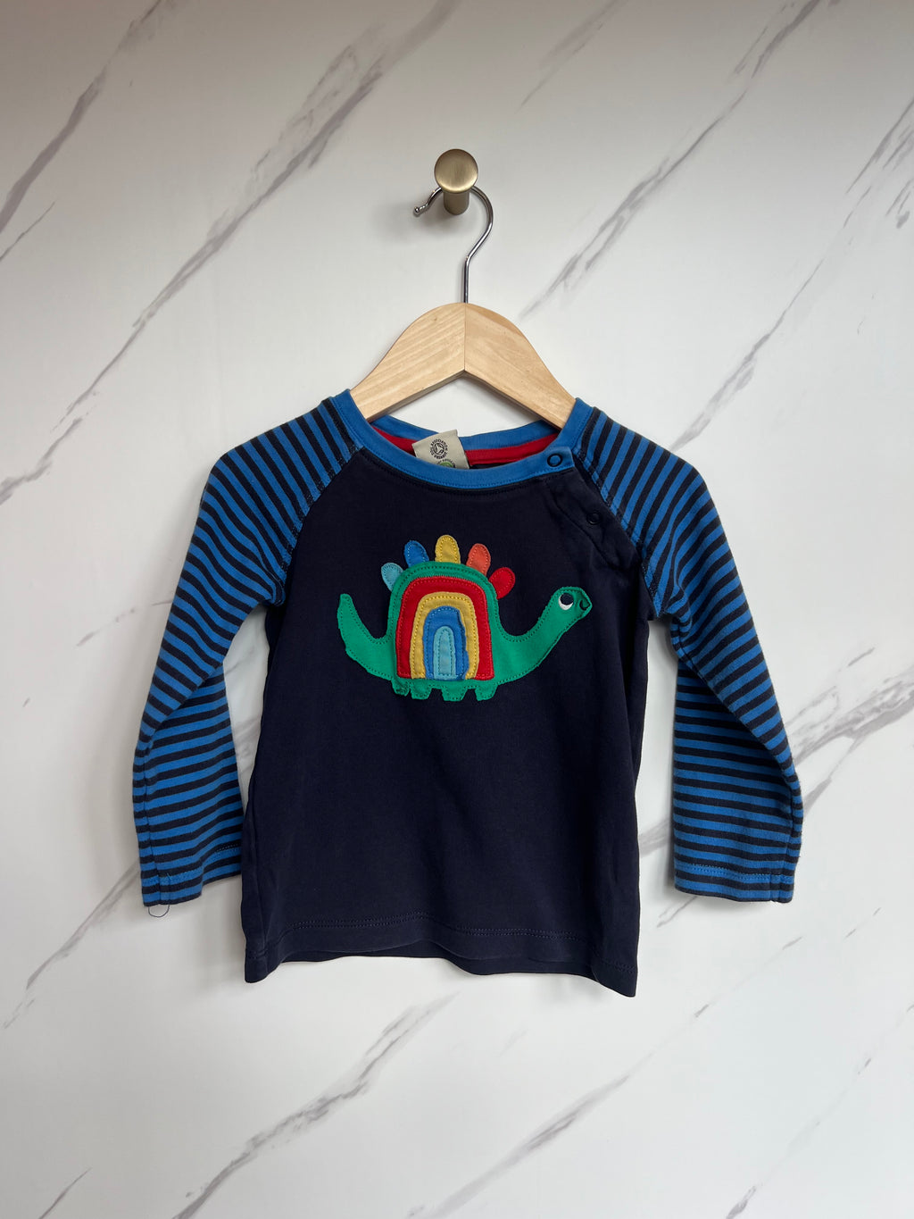 Frugi Blue Rainbow Dino Long-Sleeved Top Age 18-24 Months