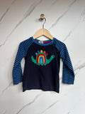 Frugi Blue Rainbow Dino Long-Sleeved Top Age 18-24 Months