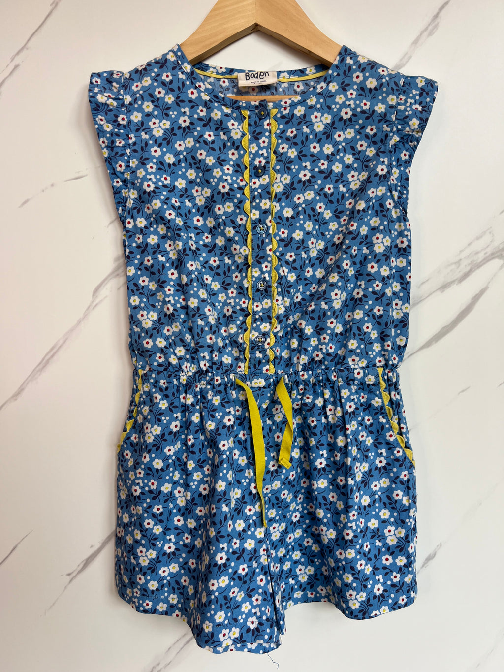 Boden Blue Floral Playsuit Age 4-5 Years