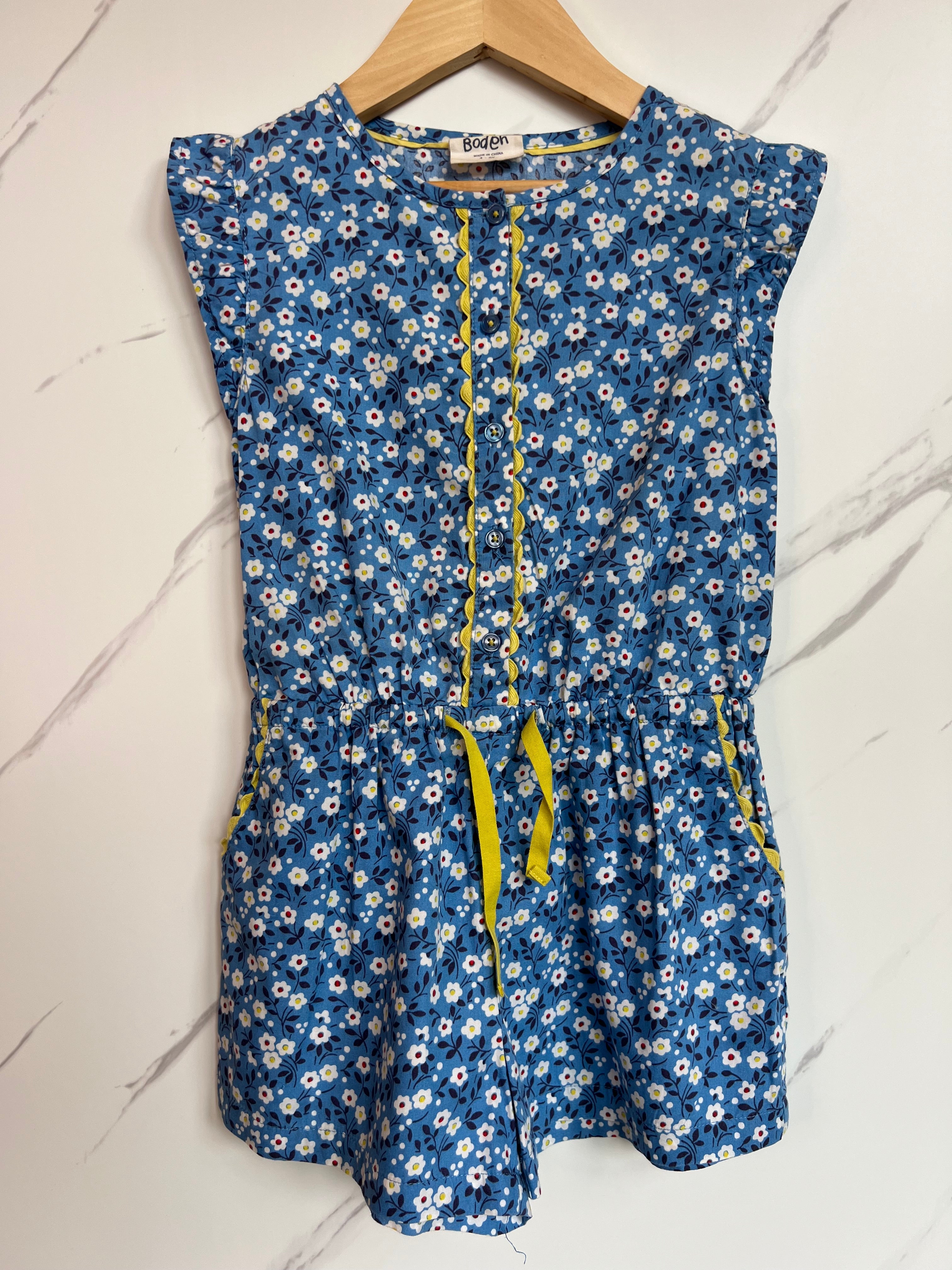 Boden Blue Floral Playsuit Age 4-5 Years