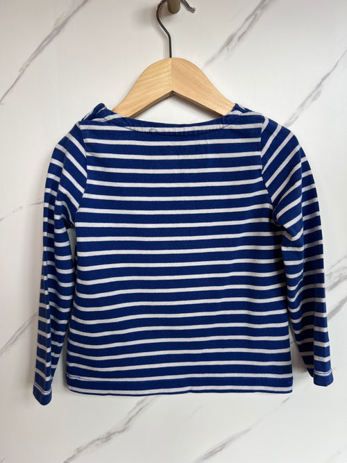 Boden Blue & White Striped Long-Sleeved Top Age 2-3 Years