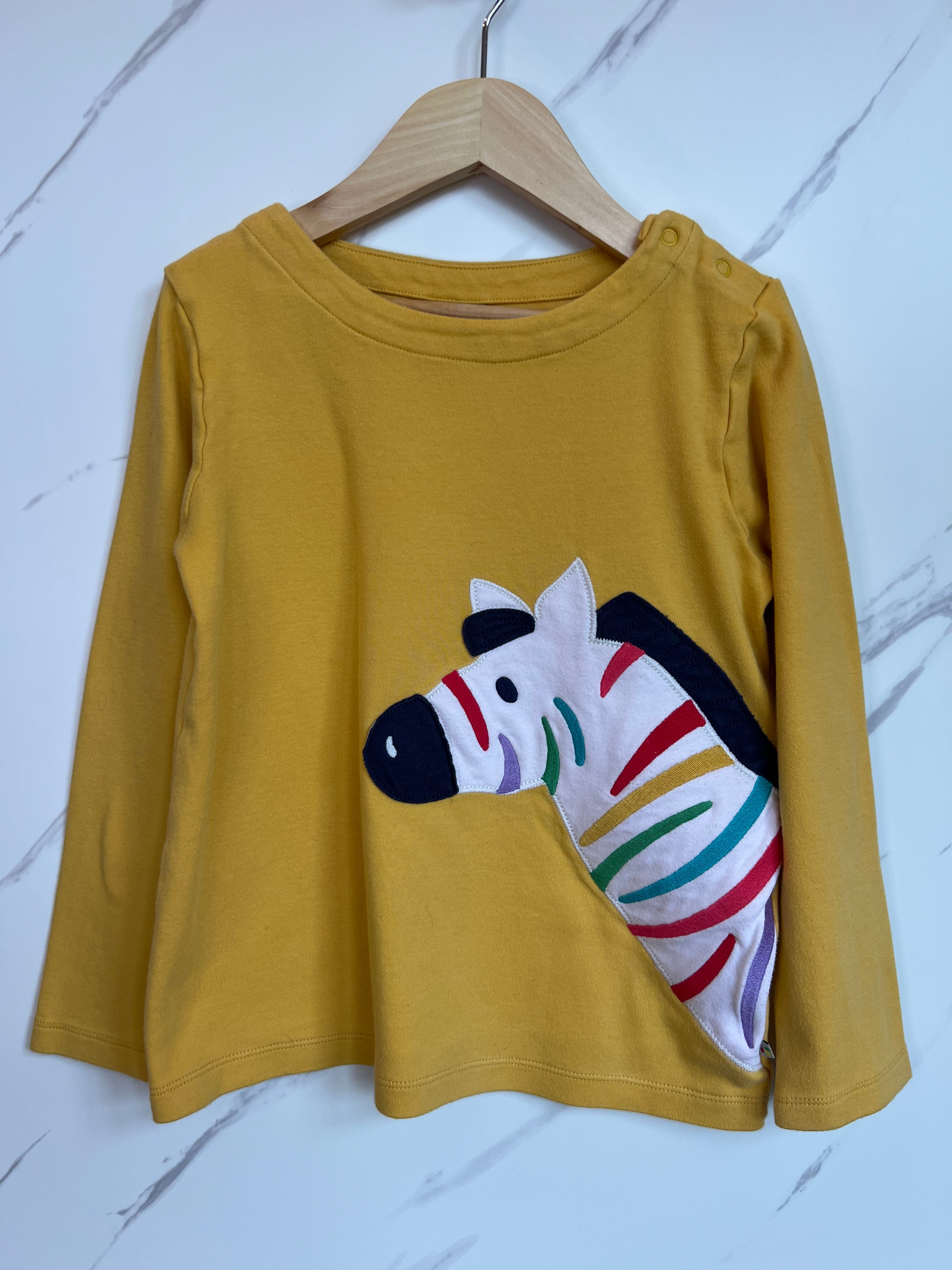 Frugi Yellow Zebra Long-Sleeved Top Age 7-8 Years