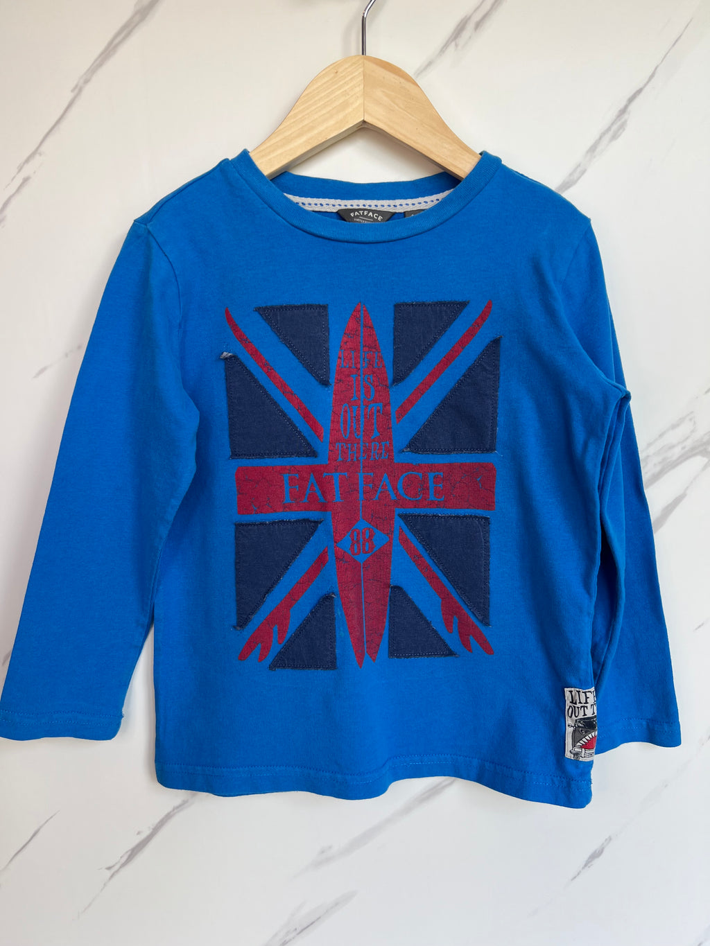 Fatface Blue Union Jack Long-Sleeved Top Age 4-5 Years