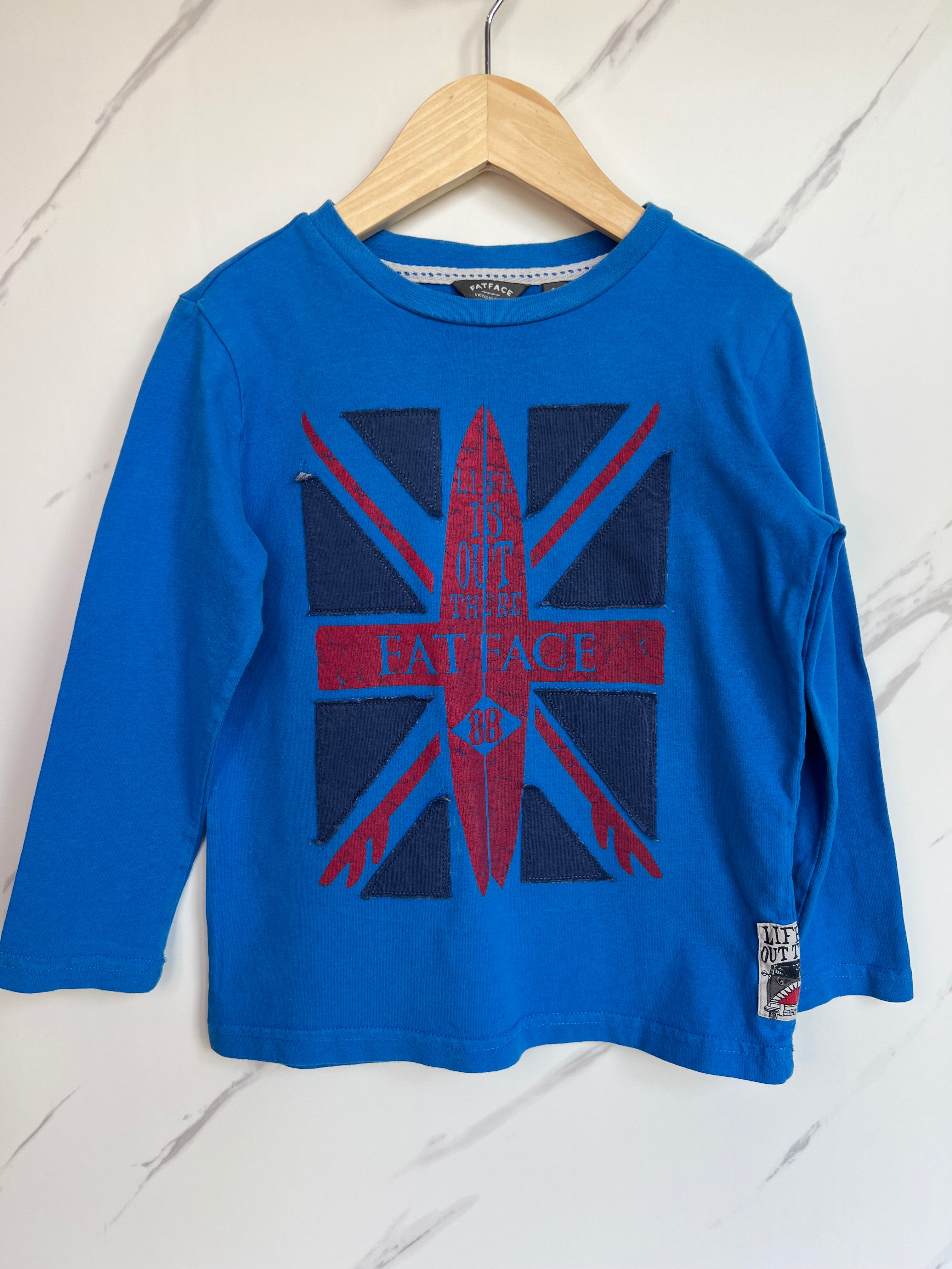 Fatface Blue Union Jack Long-Sleeved Top Age 4-5 Years