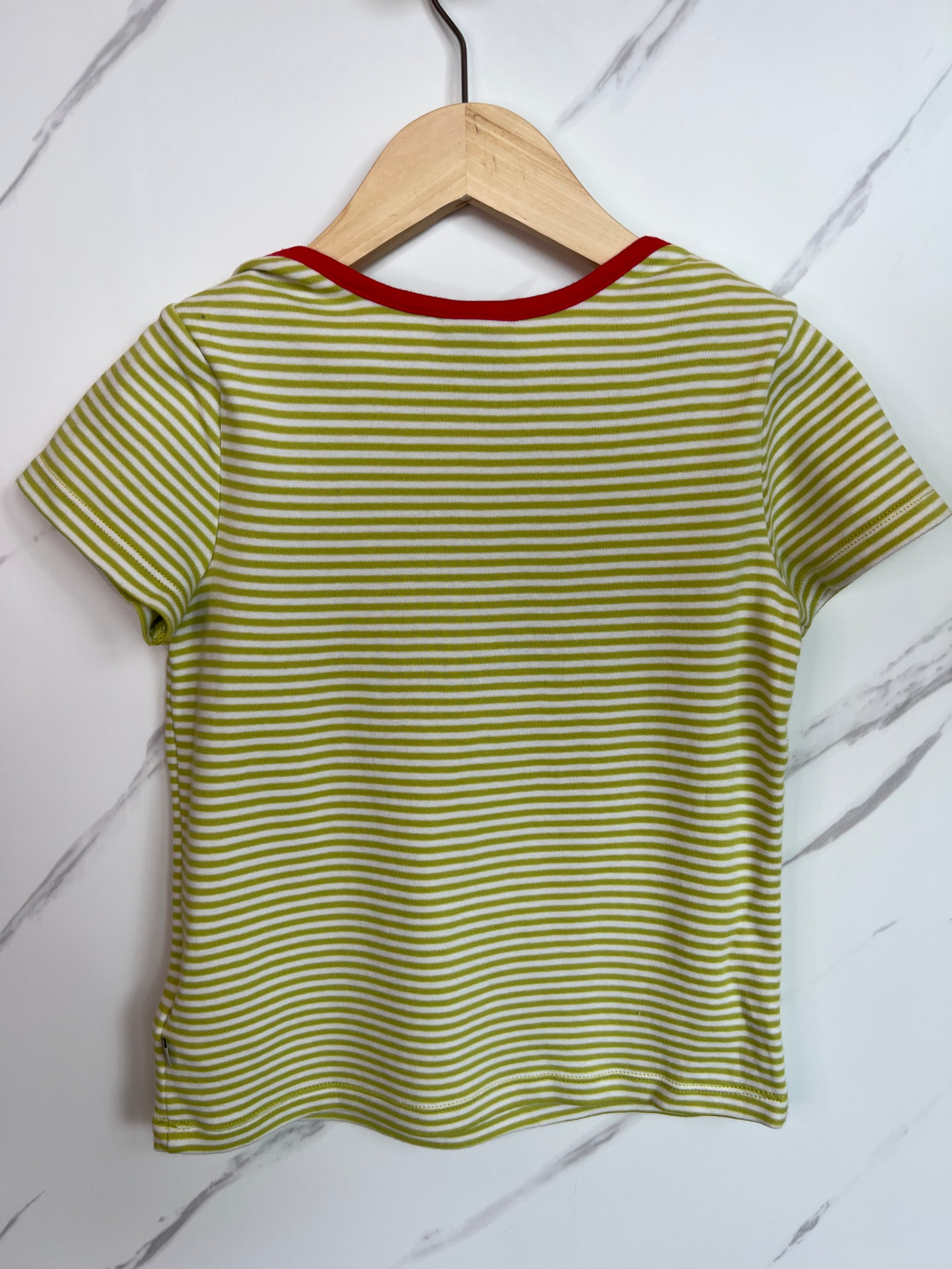 Frugi Green Striped Tractor T-Shirt Age 4-5 Years