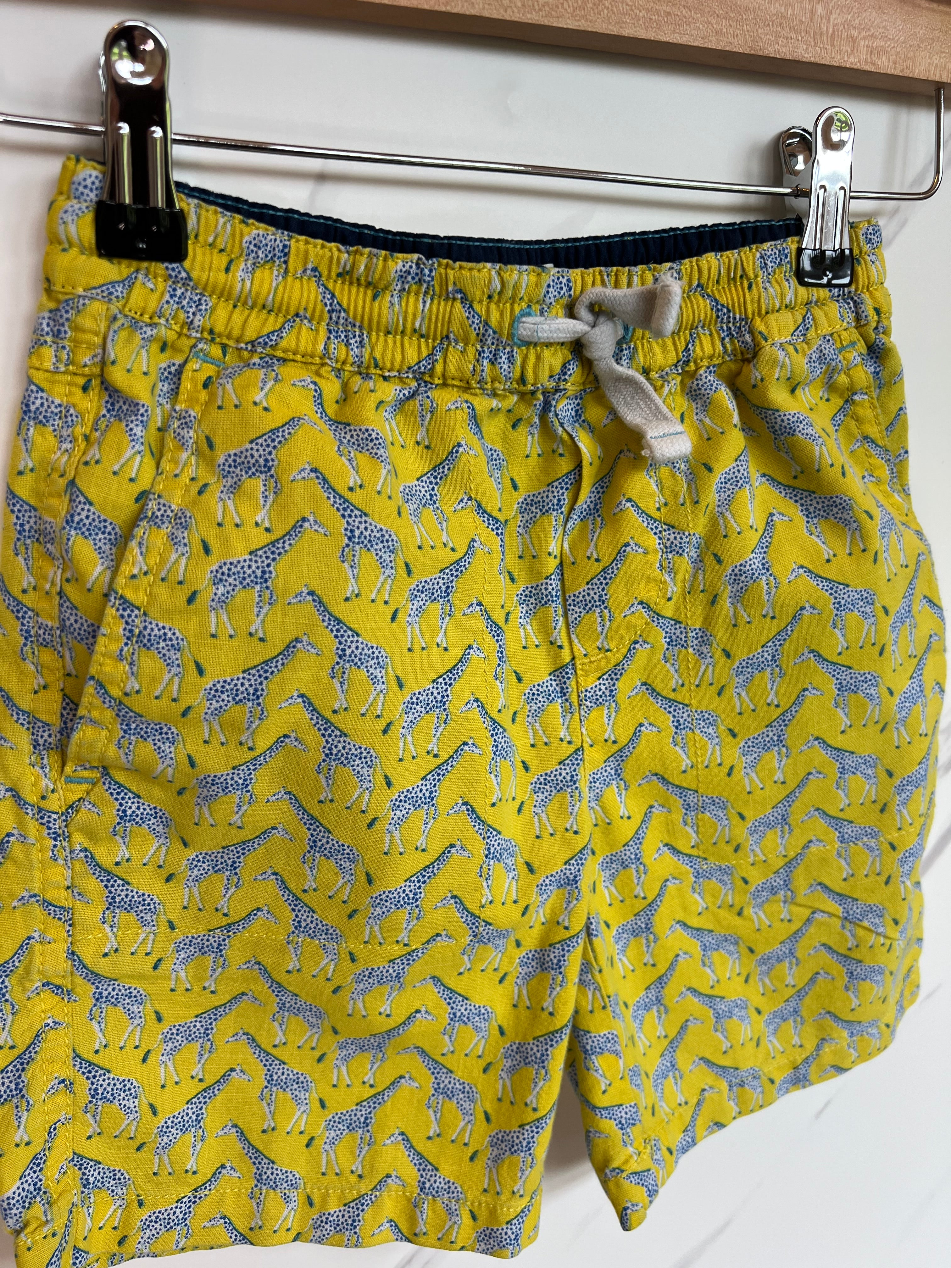 Boden Yellow Giraffe Design Shorts Age 6 Years