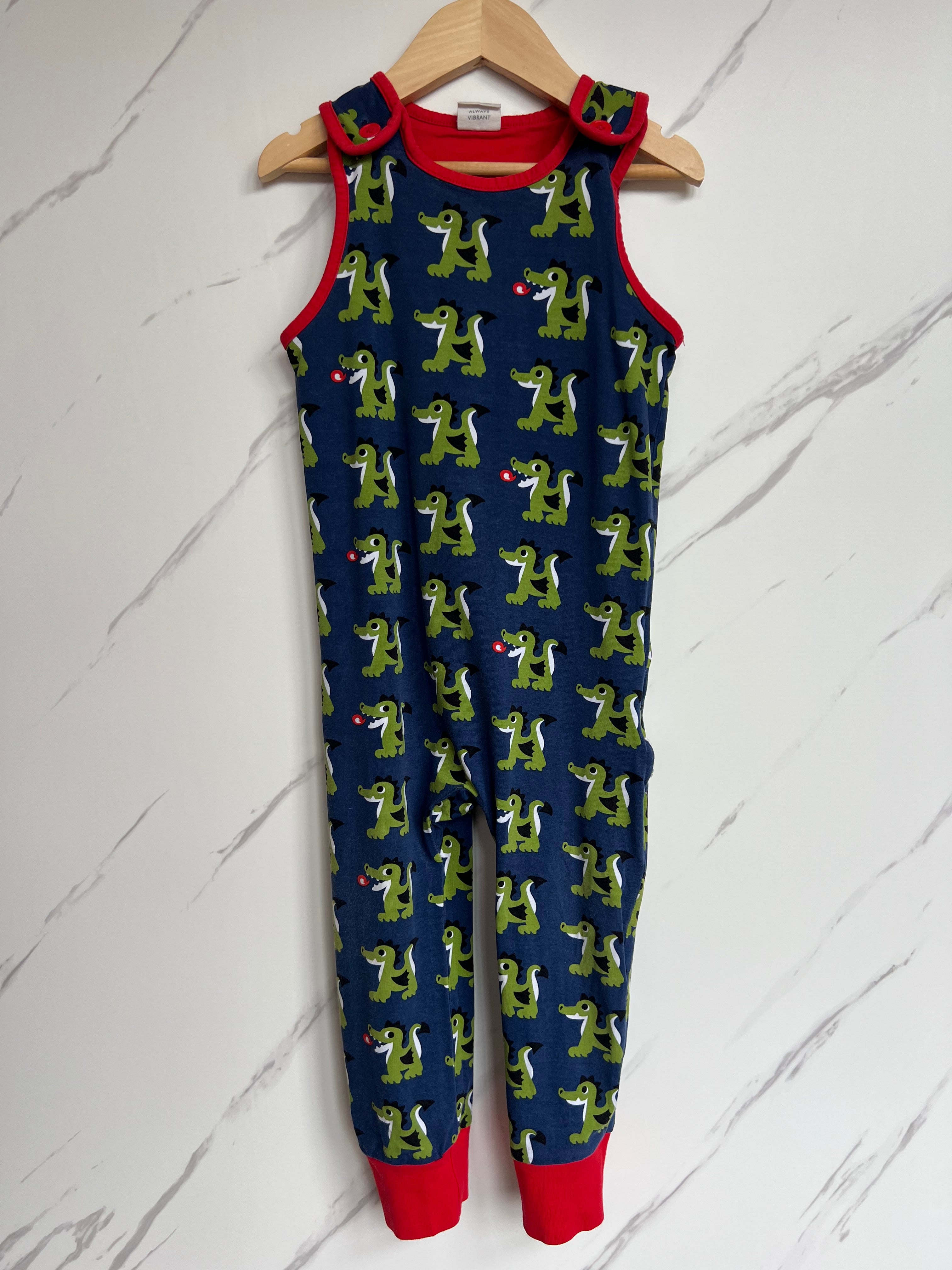 Maxomorra Navy Dragon Dungarees Age 2-3 Years