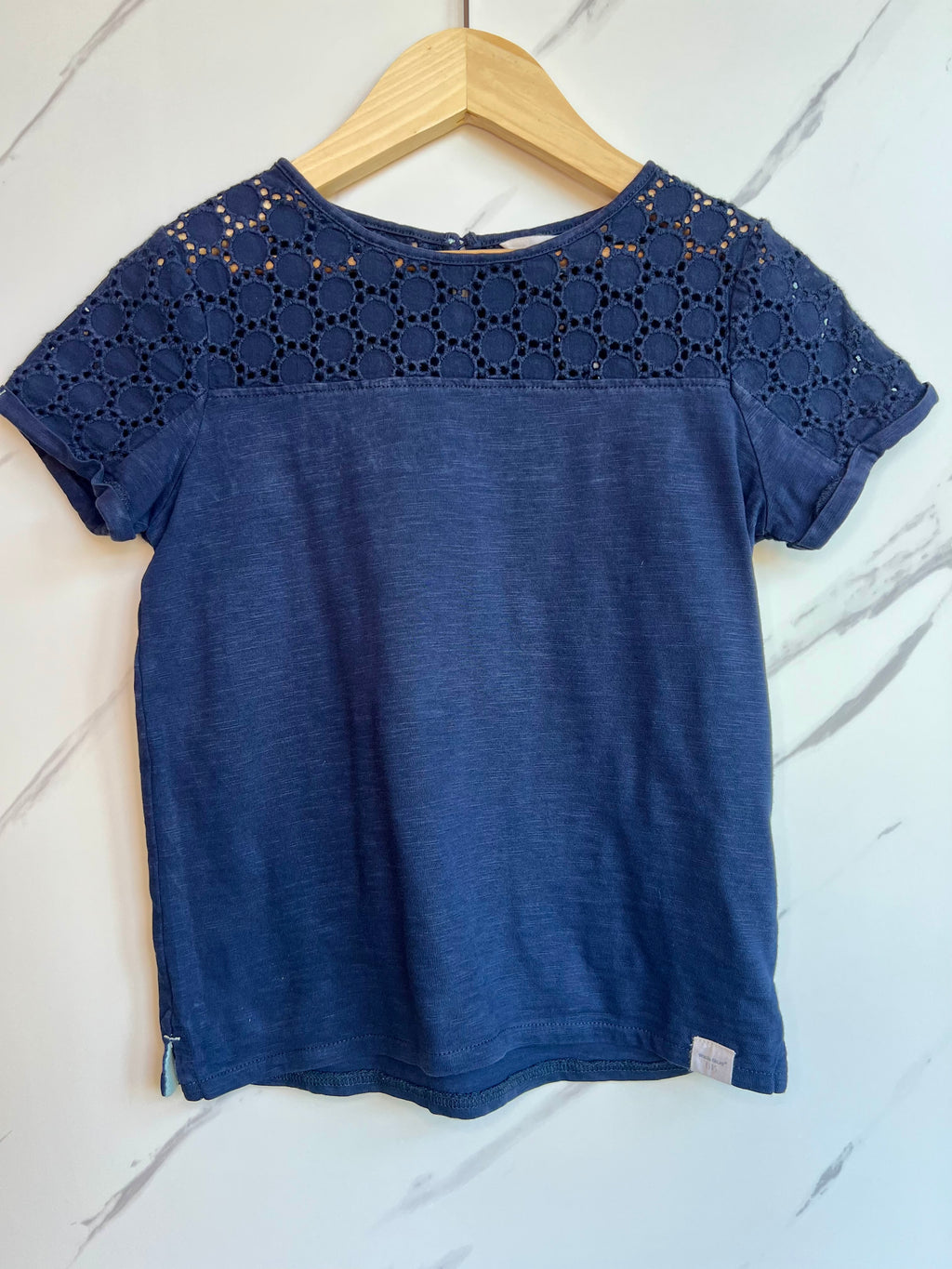 White Stuff Navy Lace Detail T-shirt Age 5-6 Years