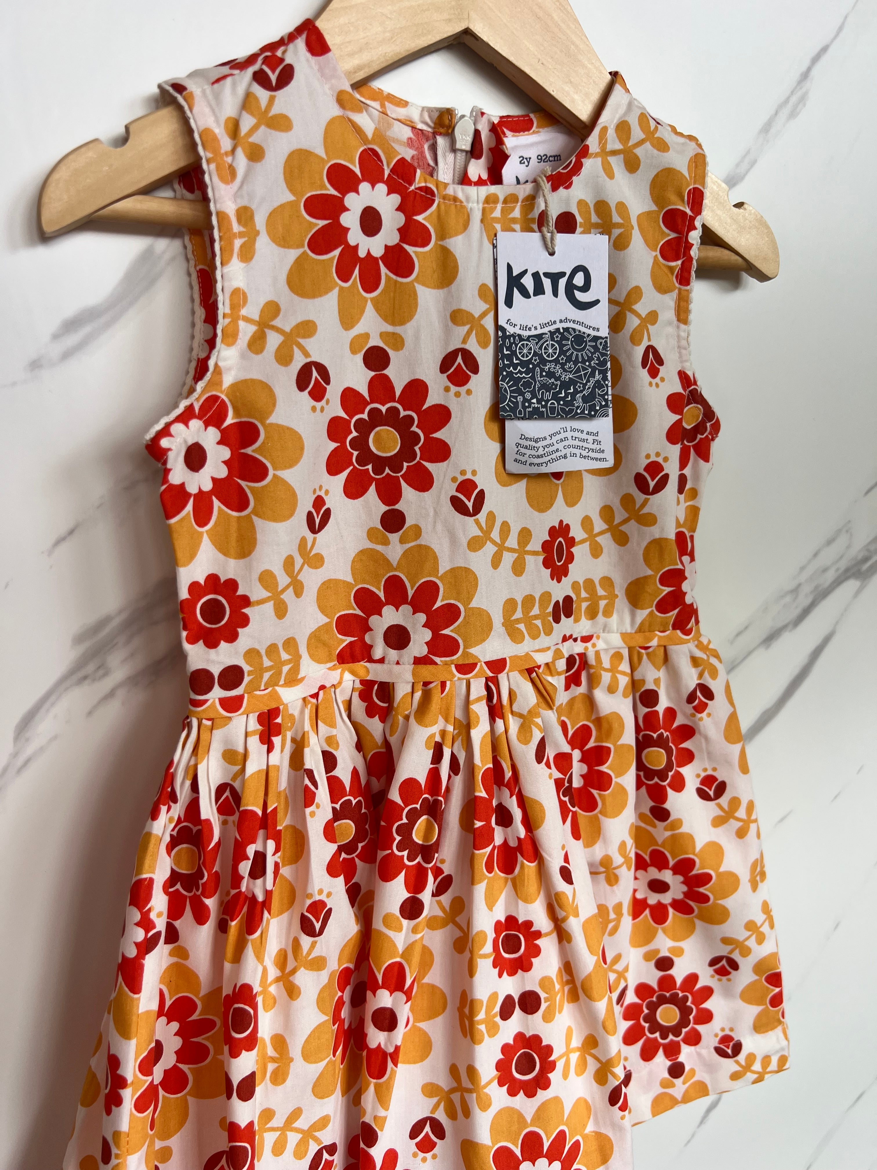 Kite Yellow and Orange Floral Dress Age 2 Years