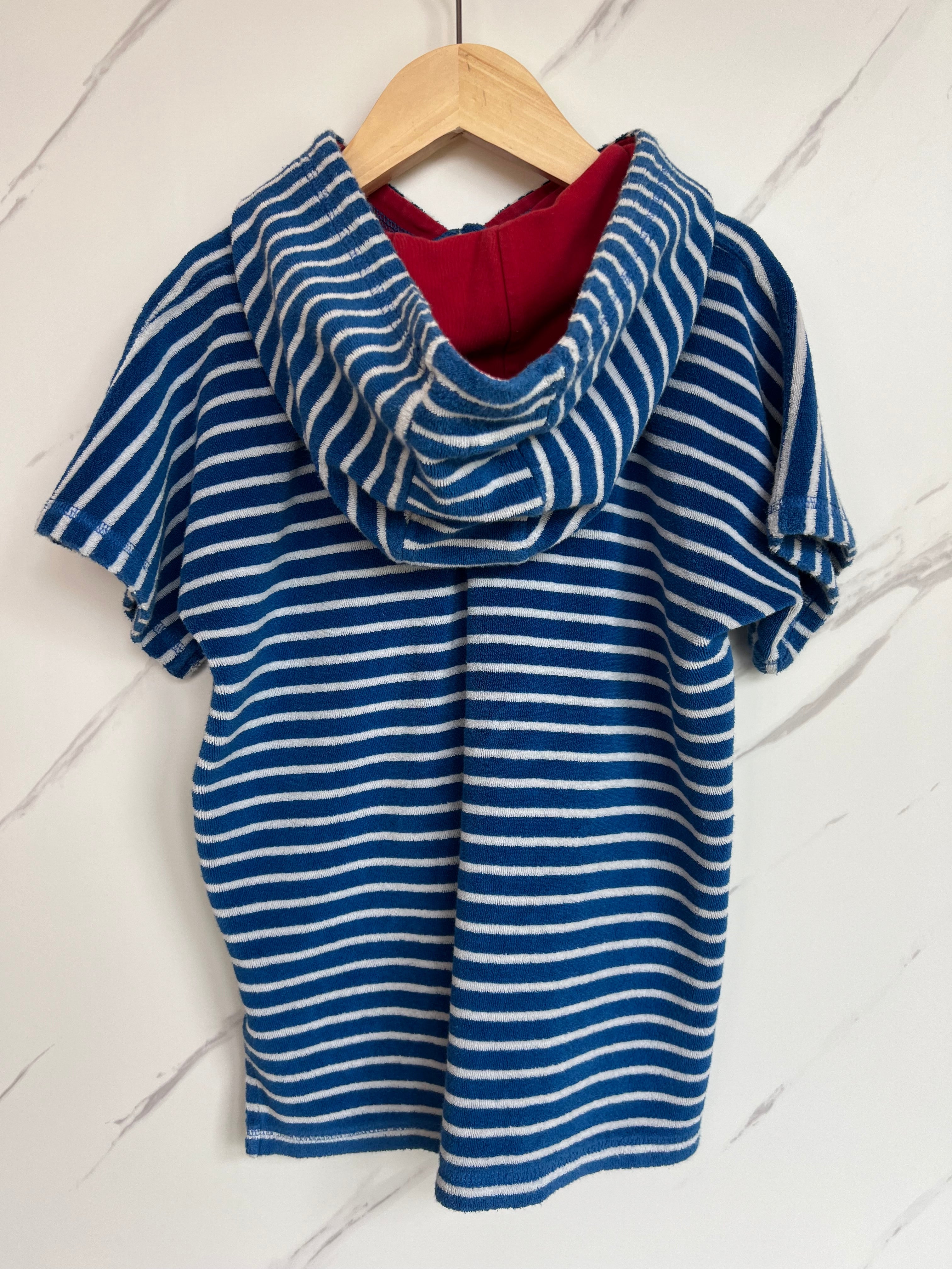 JoJo Maman Bebe Blue & White Striped Beach Cover-Up Age 4-5 Years