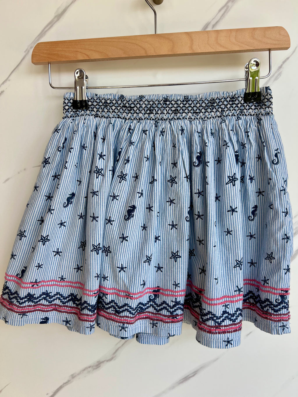 Fatface Blue & Coral Sea Creatures Skirt Age 9 years