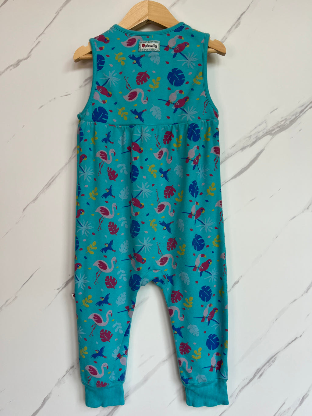 Piccalilly Turquoise Blue Bird Dungarees Age 2-3 Years