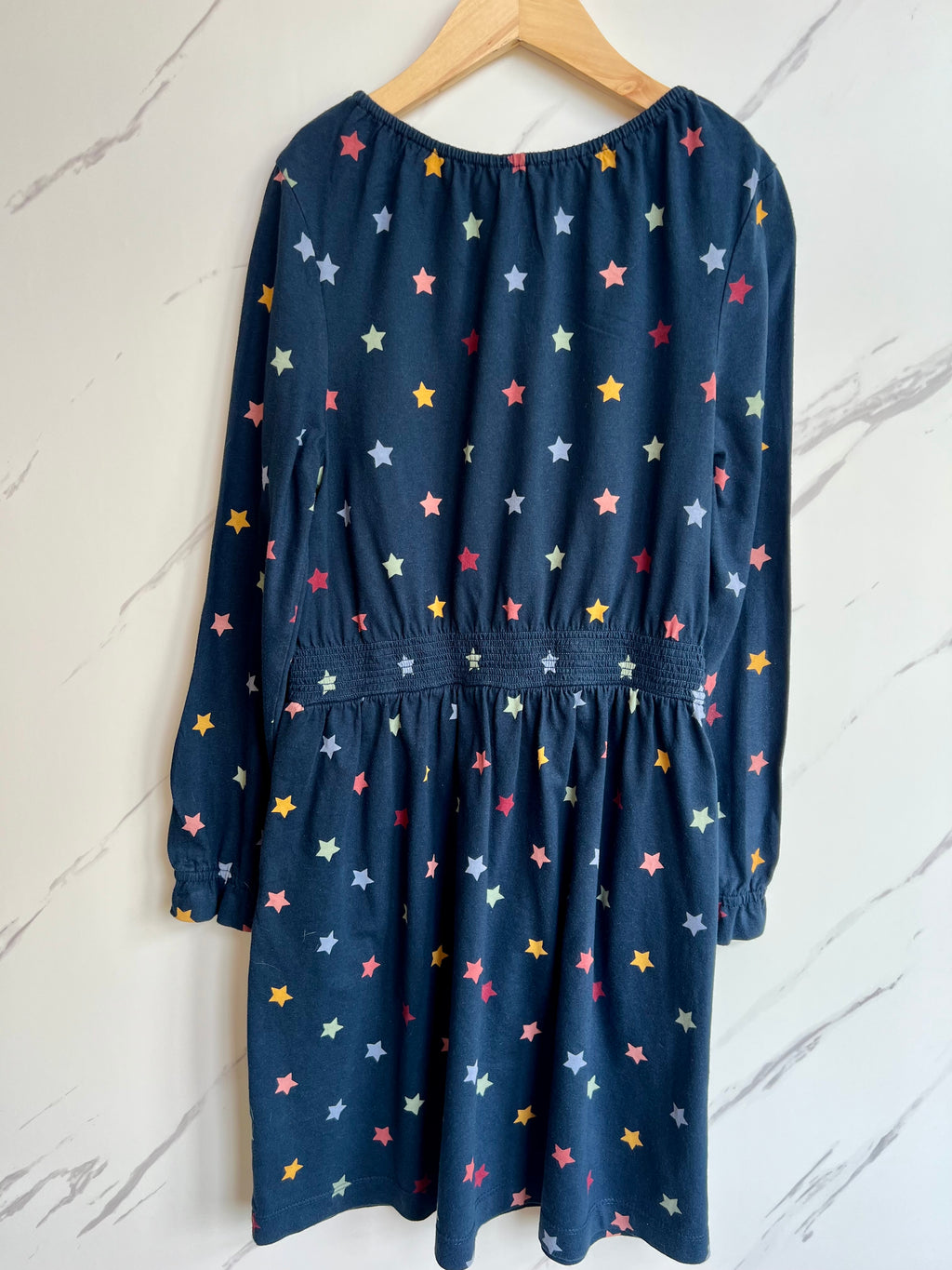 Fatface Navy Dress with Rainbow Stars Age 10-11 Years