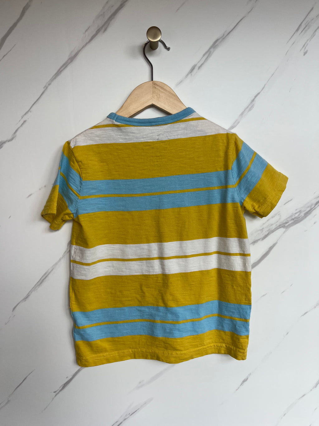 Boden Yellow, Turquoise & White Striped T-Shirt Age 5-6 Years