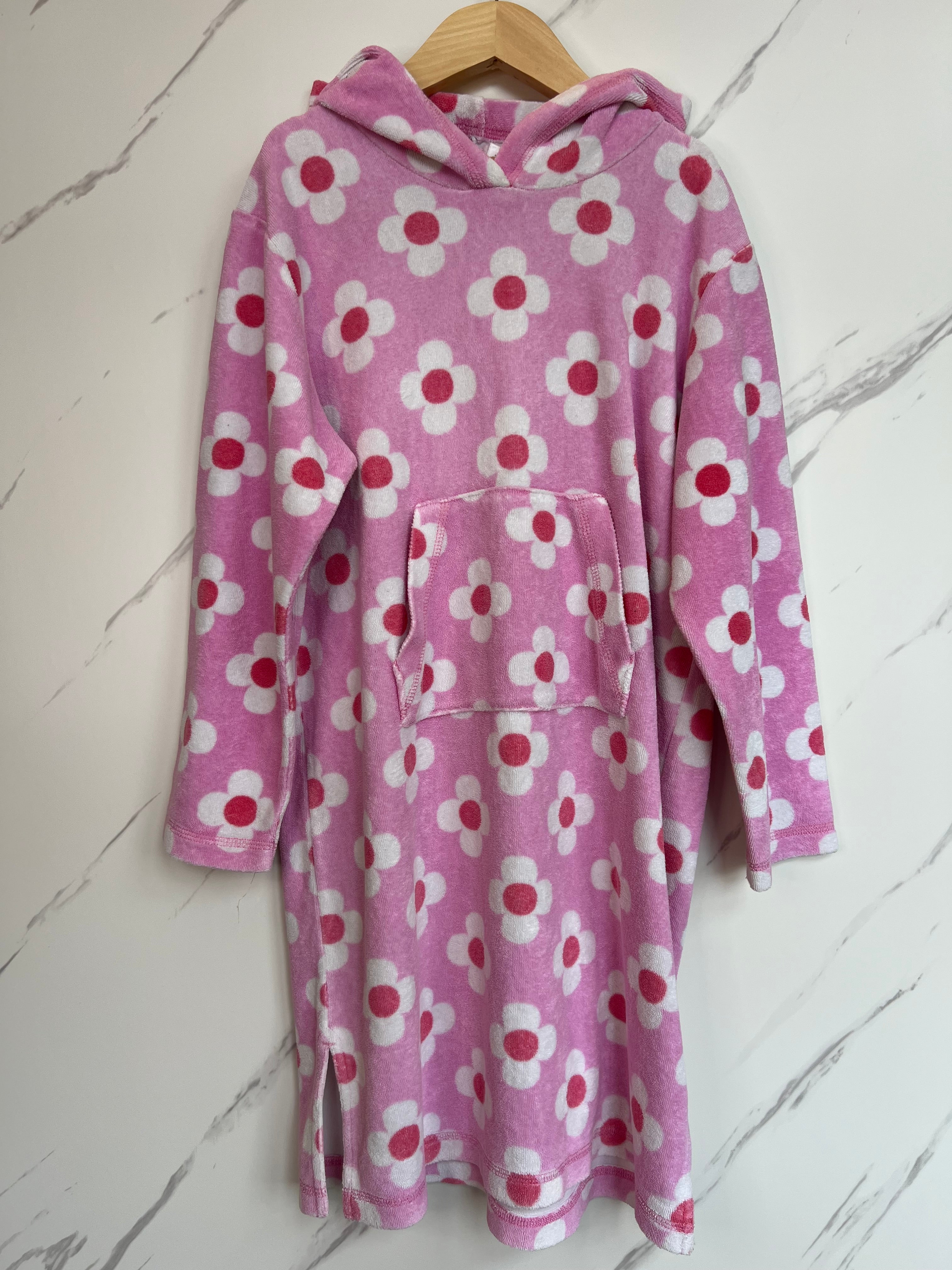 Boden Pink Floral Towelling Swim Hoodie Age 9-10 Years