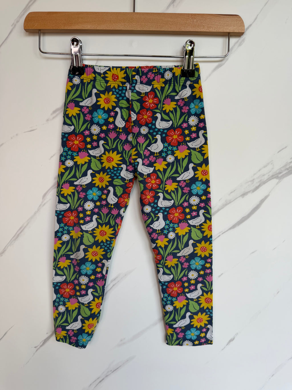 Frugi Navy Floral Duck Leggings Age 2-3 Years